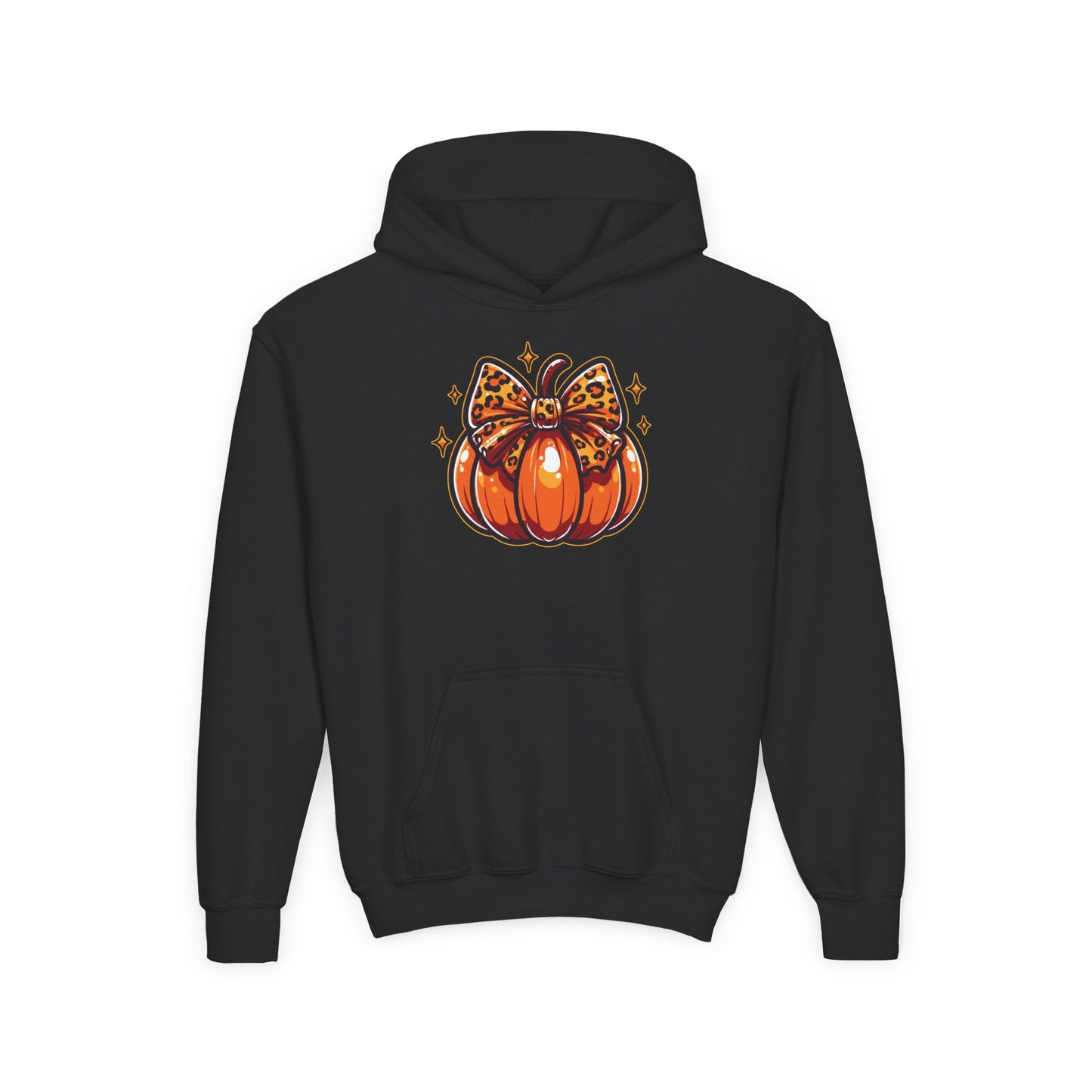 Leopard Pumpkin Bow Youth Hoodie
