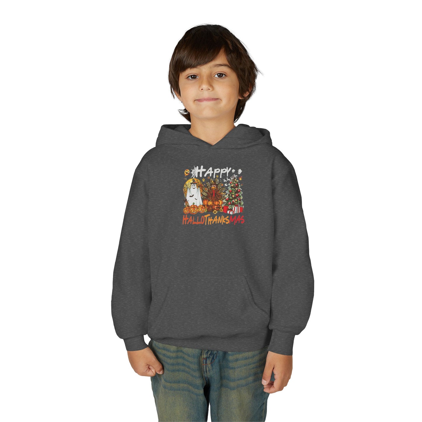 Happy Hallothanksmas Characters Youth Hoodie