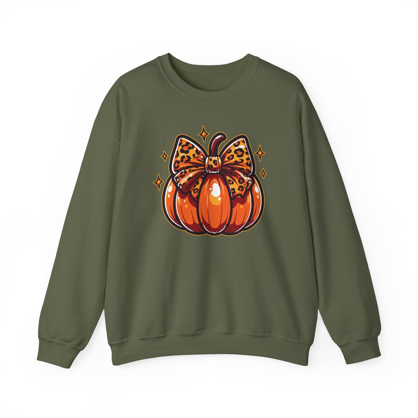Leopard Pumpkin Bow Sweatshirt