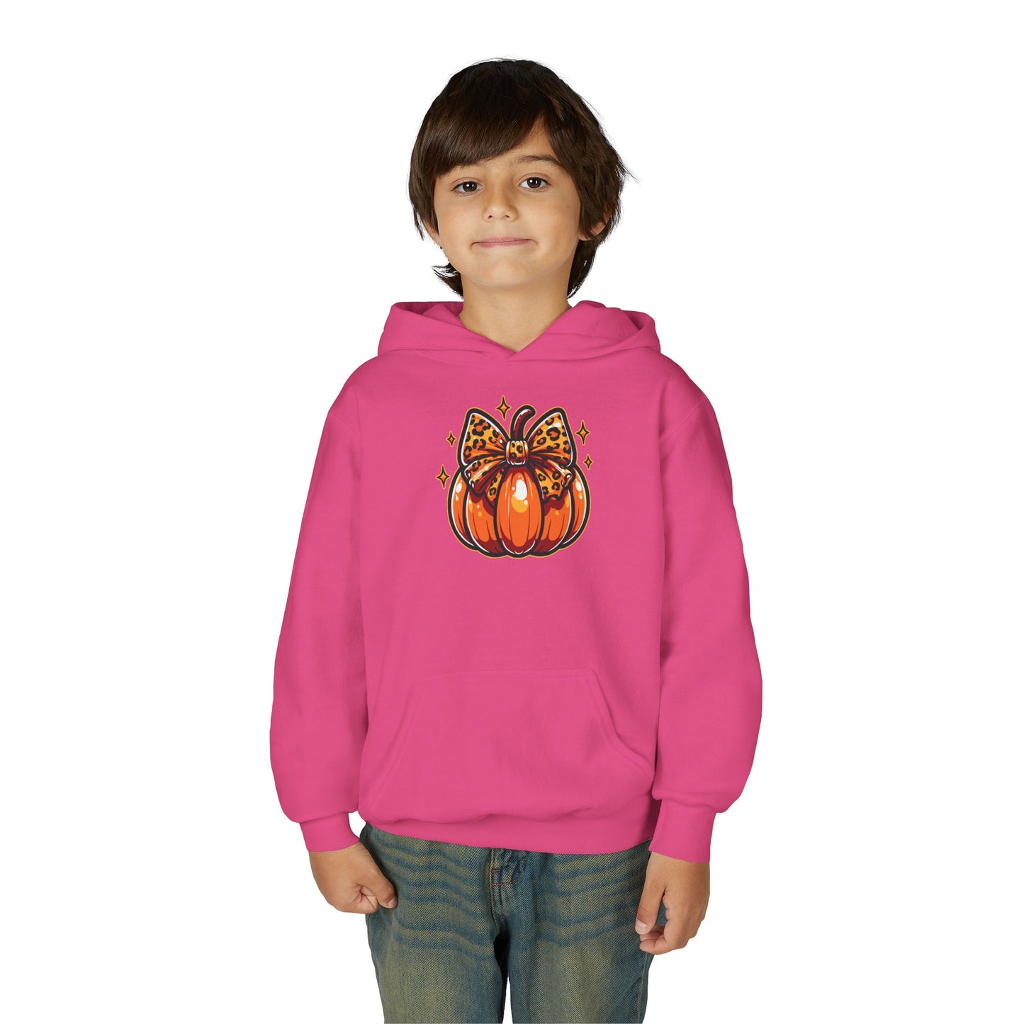 Leopard Pumpkin Bow Youth Hoodie