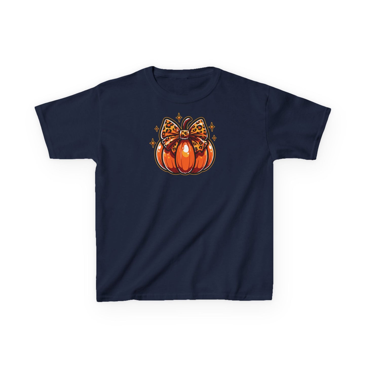 Leopard Pumpkin Bow Kids Tee