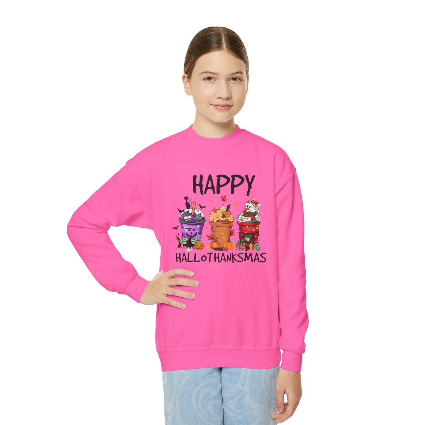Happy Hallothanksmas Youth Crewneck Sweatshirt