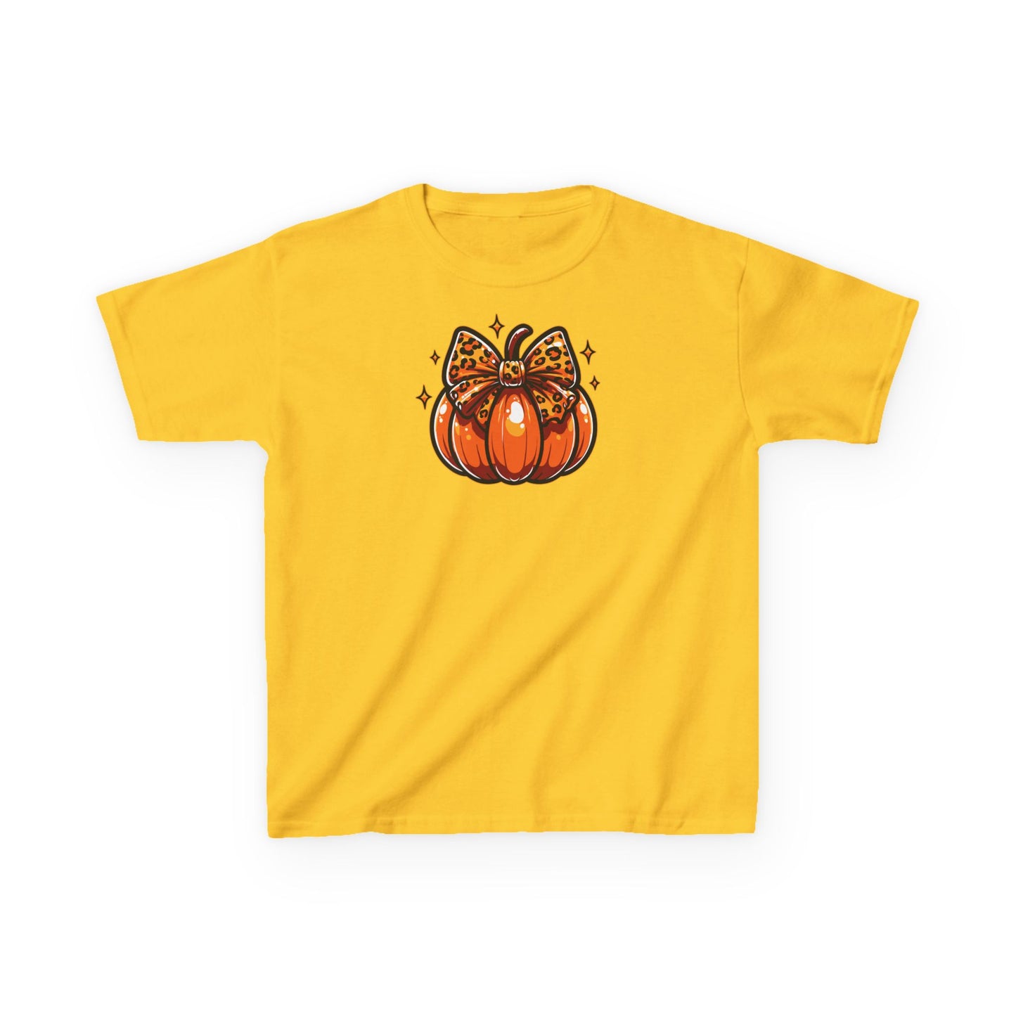 Leopard Pumpkin Bow Kids Tee