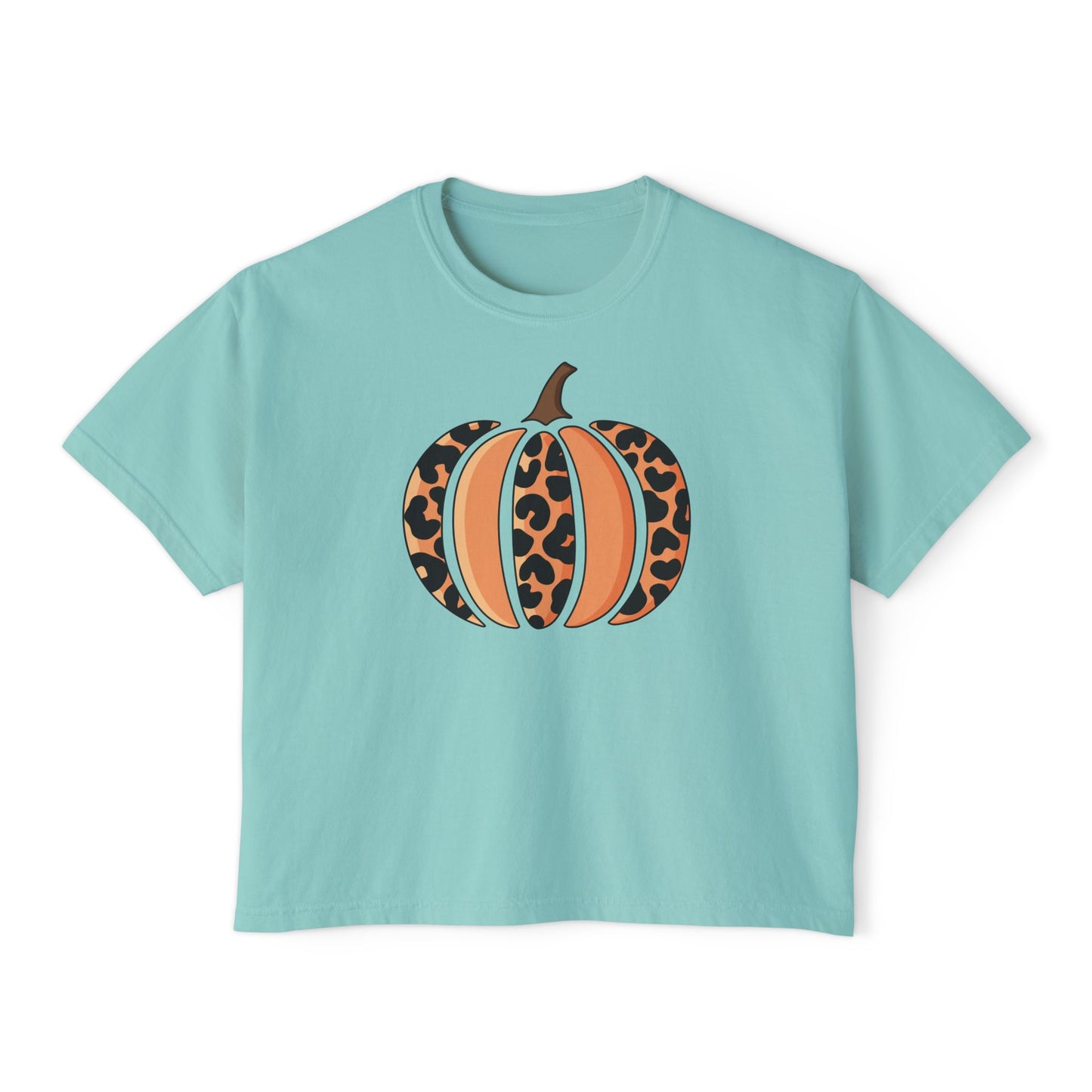 Leopard Print Pumpkin Women's Boxy Tee