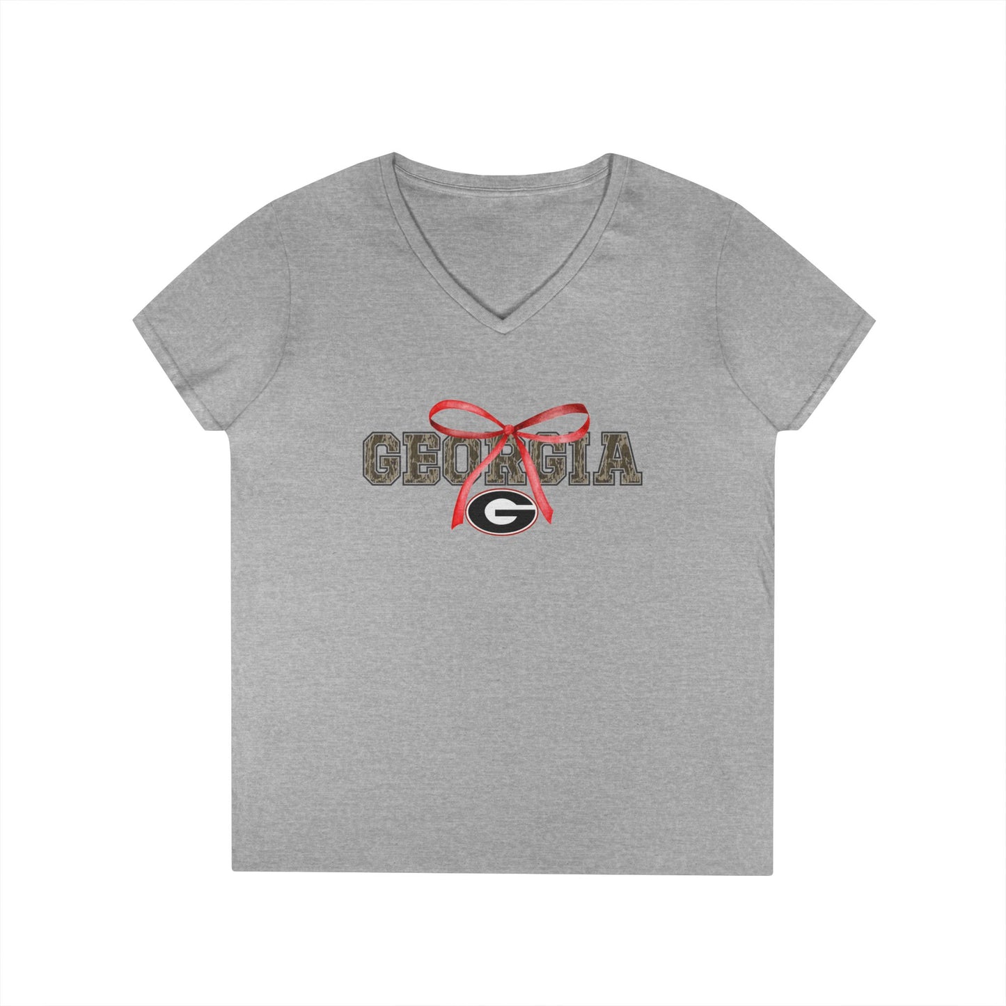 Camo Georgia Bow V-Neck T-Shirt