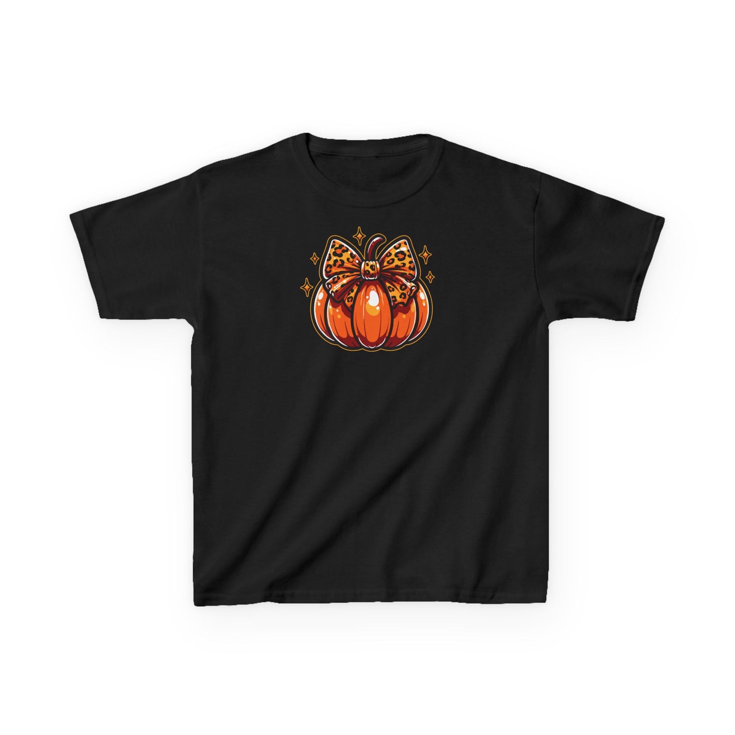 Leopard Pumpkin Bow Kids Tee