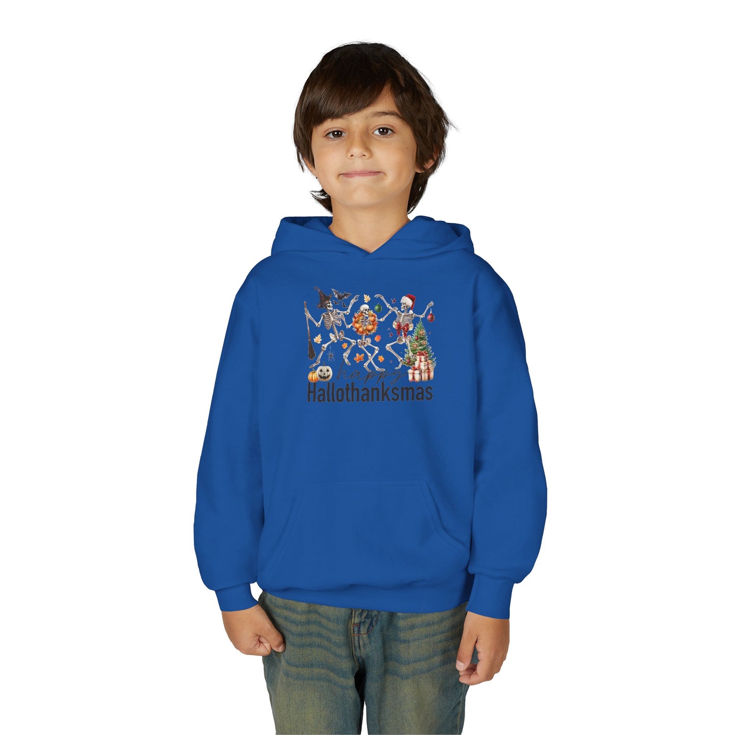 Happy Hallothanksmas Skeleton Youth Hoodie