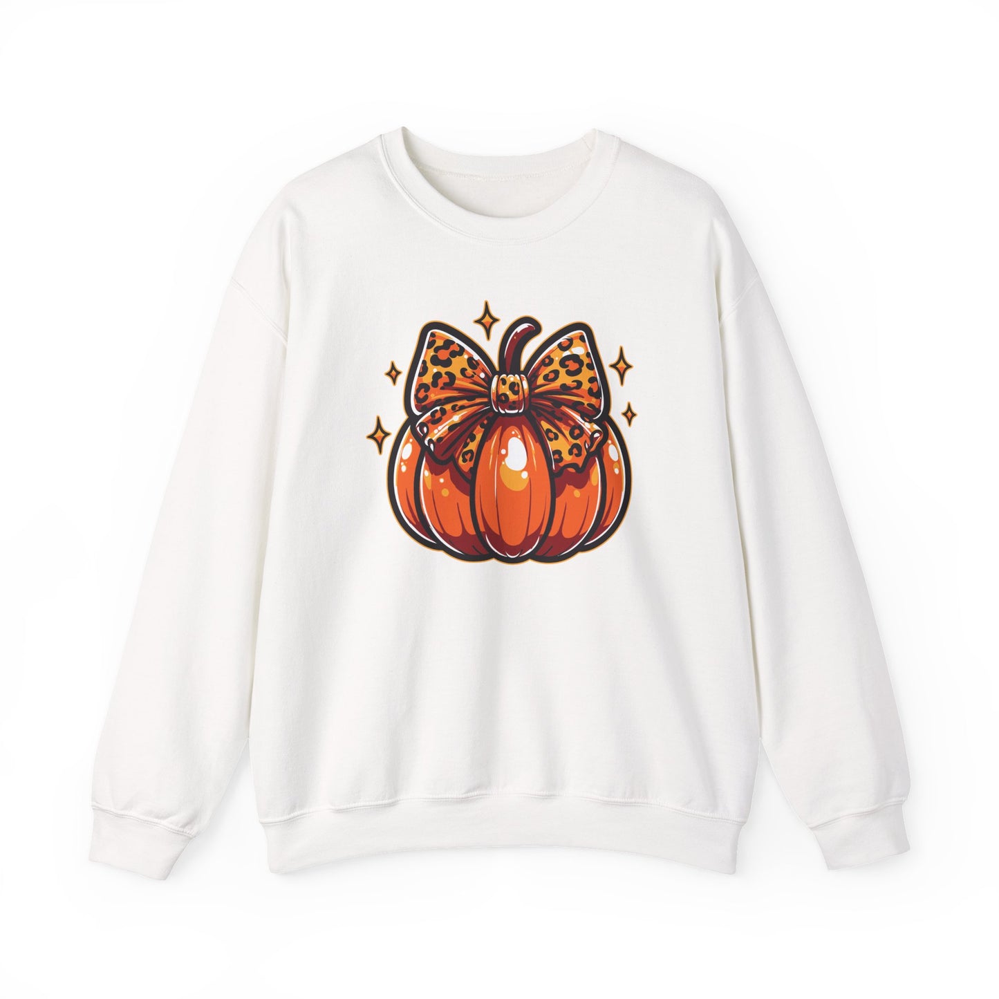 Leopard Pumpkin Bow Sweatshirt