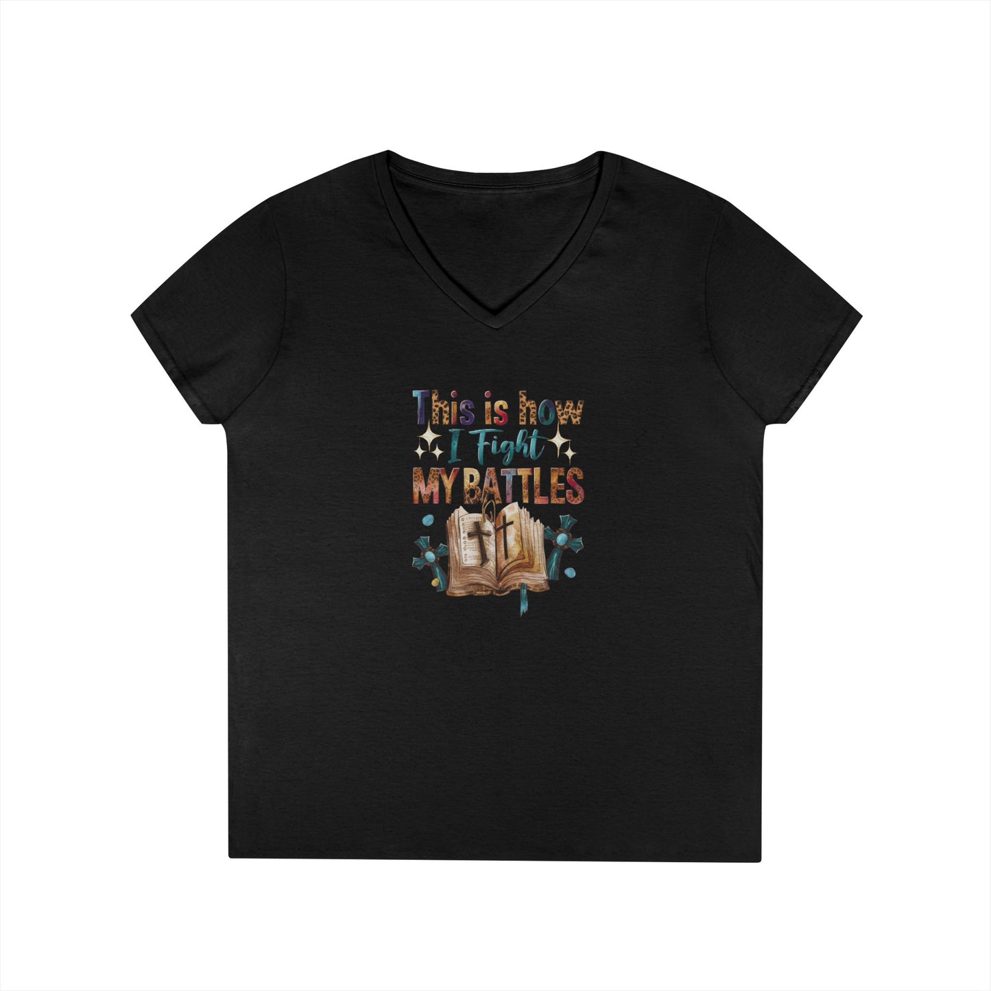 How I Fight My Battles V-Neck T-Shirt