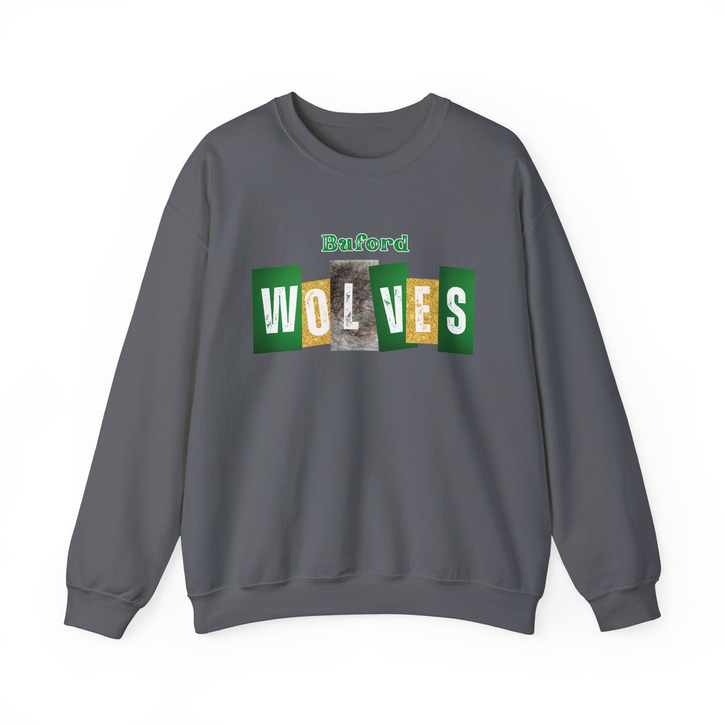 Buford Wolves Block letters Crewneck Sweatshirt