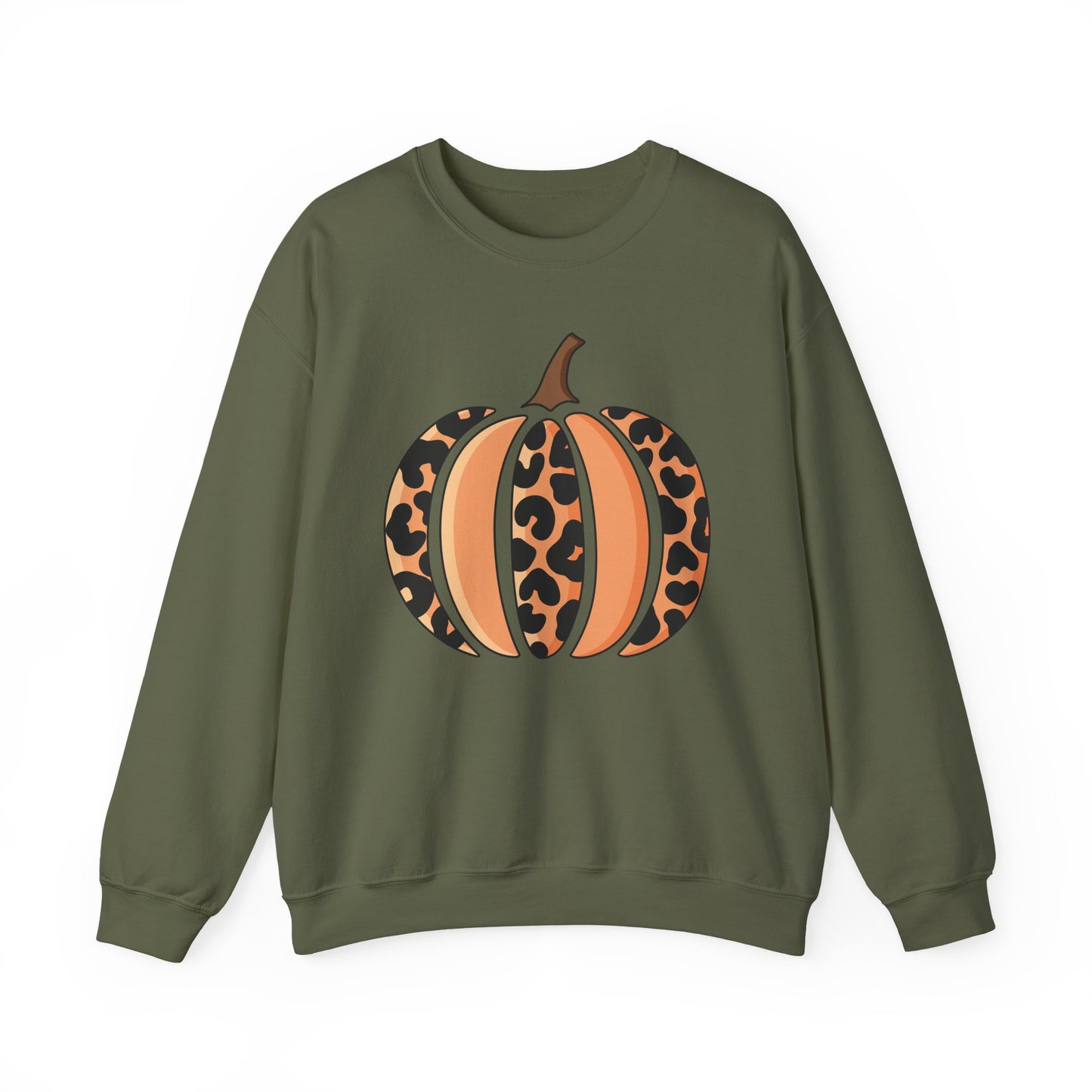 Leopard Print Pumpkin Crewneck Sweatshirt