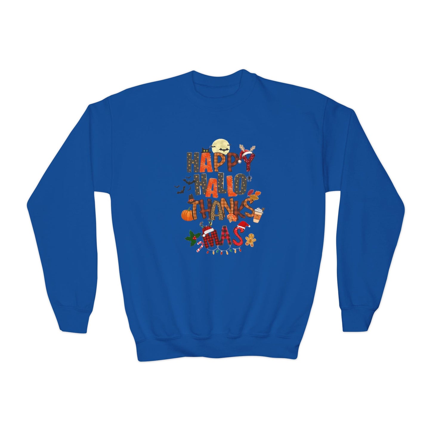 Happy hallothanksmas youth Sweatshirt