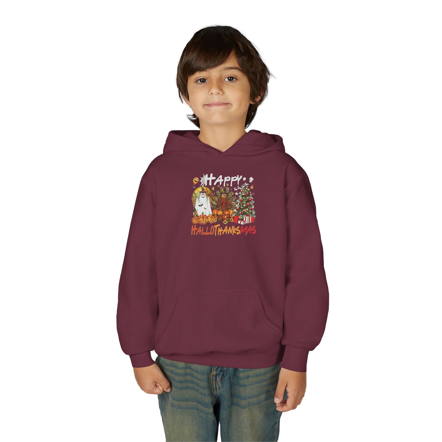 Happy Hallothanksmas Characters Youth Hoodie