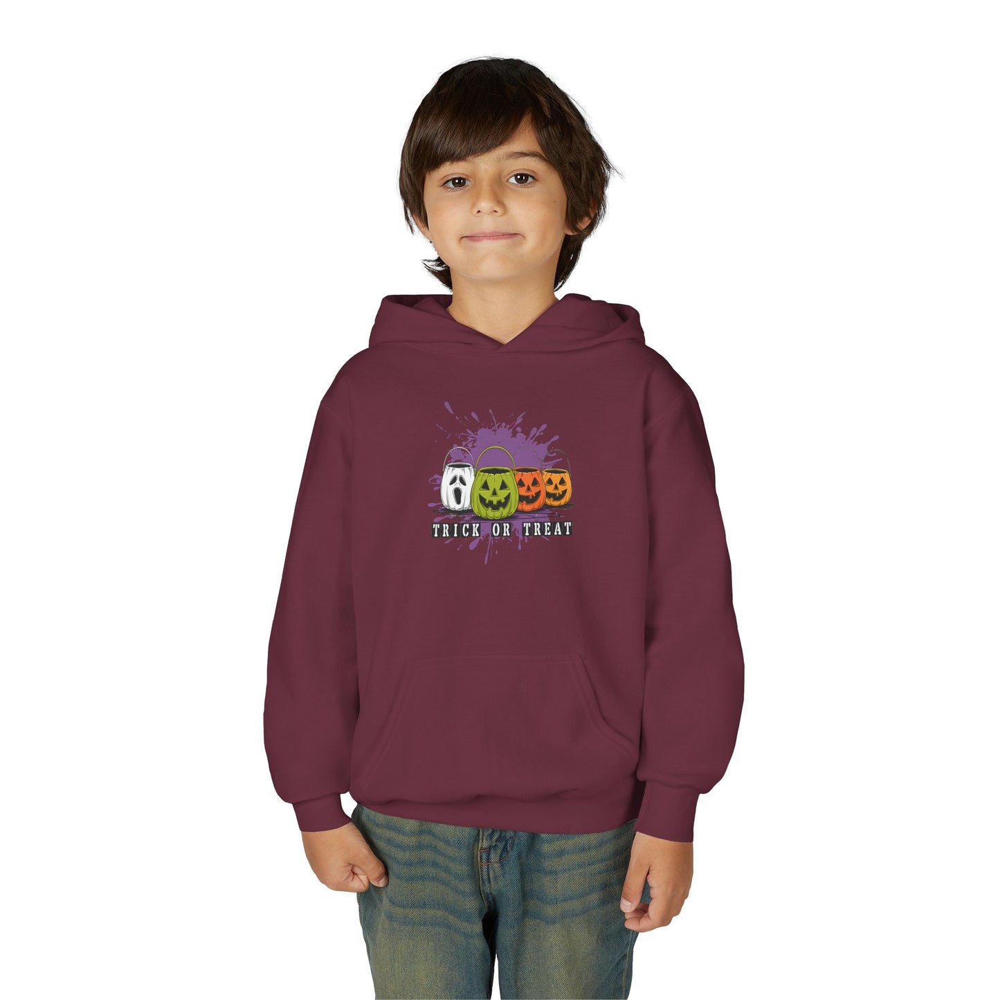 Halloween Pumpkin Trick or Treat Youth Hoodie