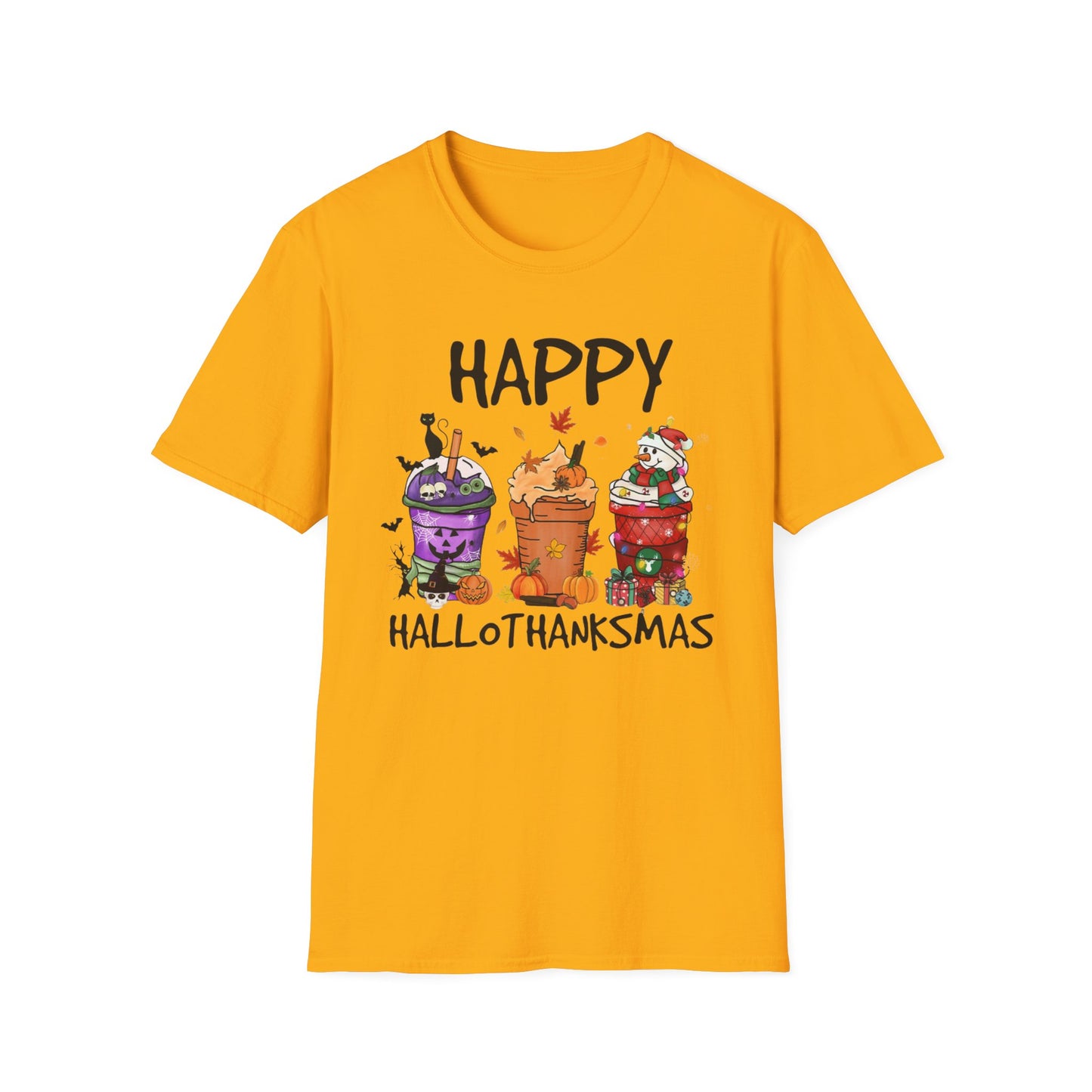 Happy Hallothanksmas Drinks Unisex Softstyle T-Shirt