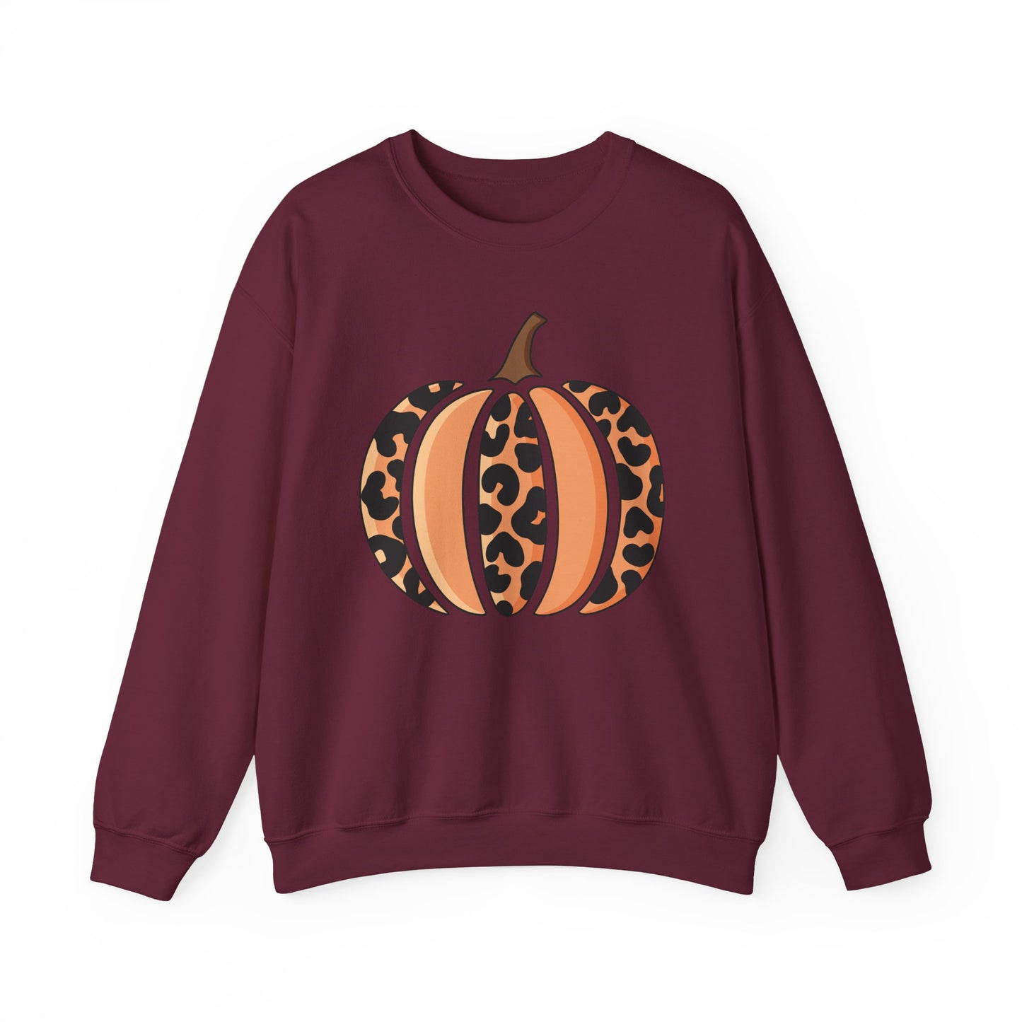 Leopard Print Pumpkin Crewneck Sweatshirt