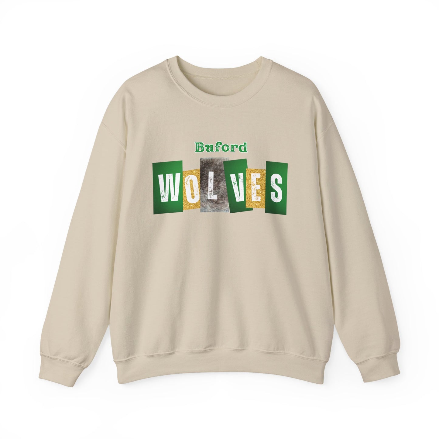 Buford Wolves Block letters Crewneck Sweatshirt