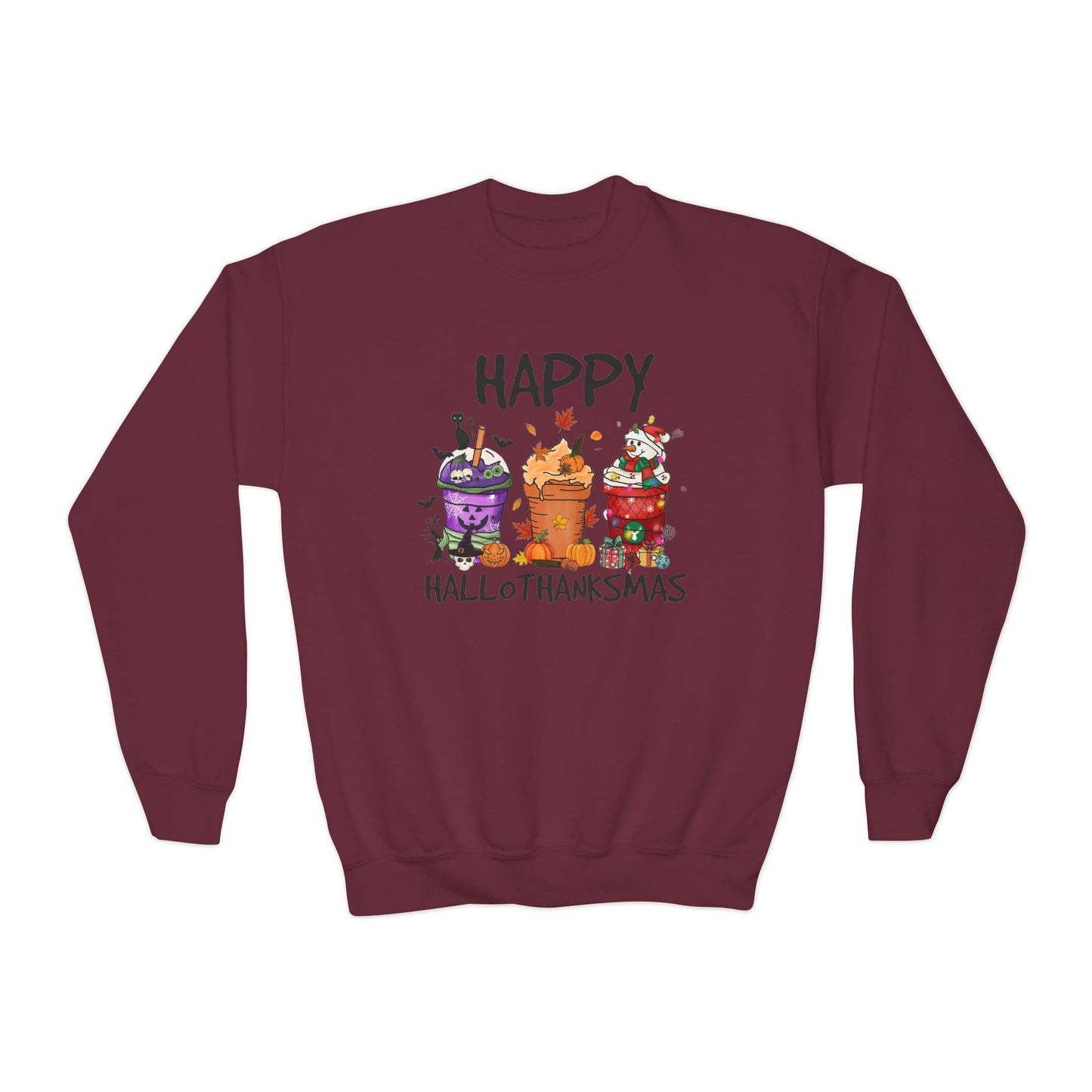 Happy Hallothanksmas Youth Crewneck Sweatshirt