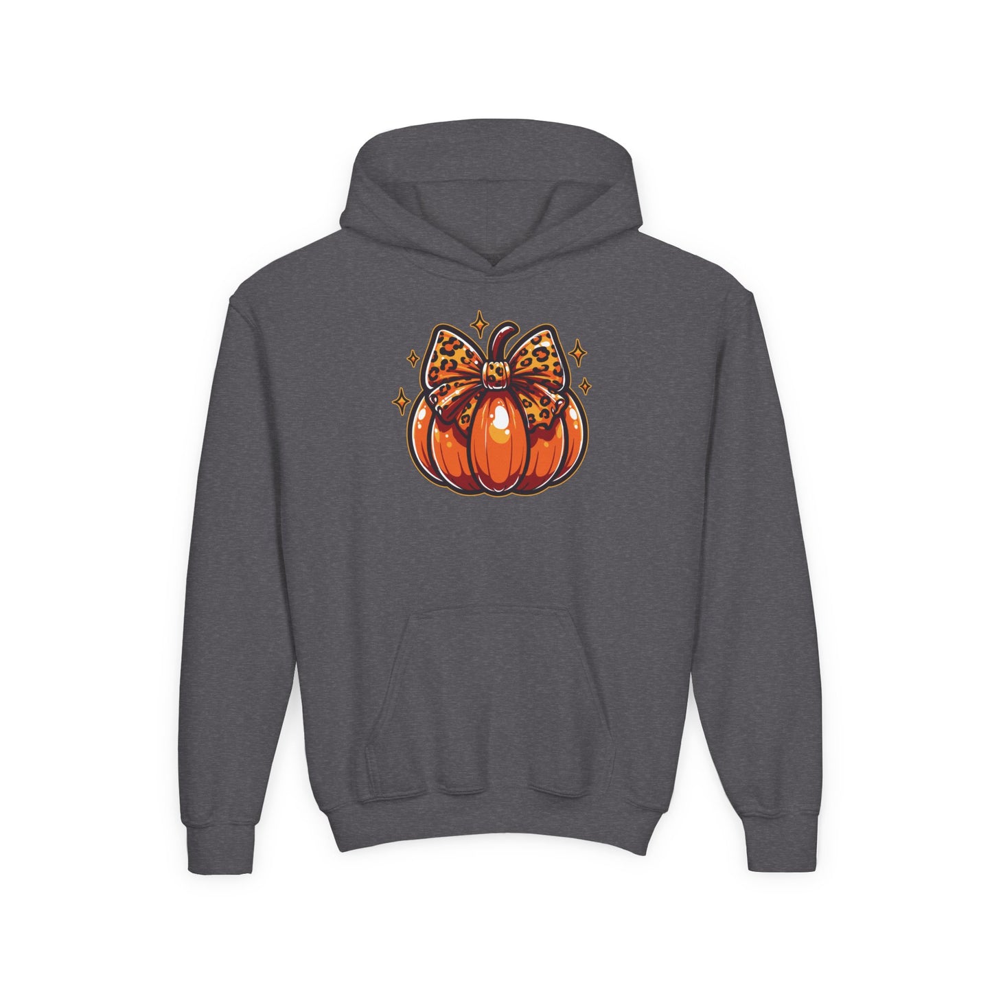 Leopard Pumpkin Bow Youth Hoodie