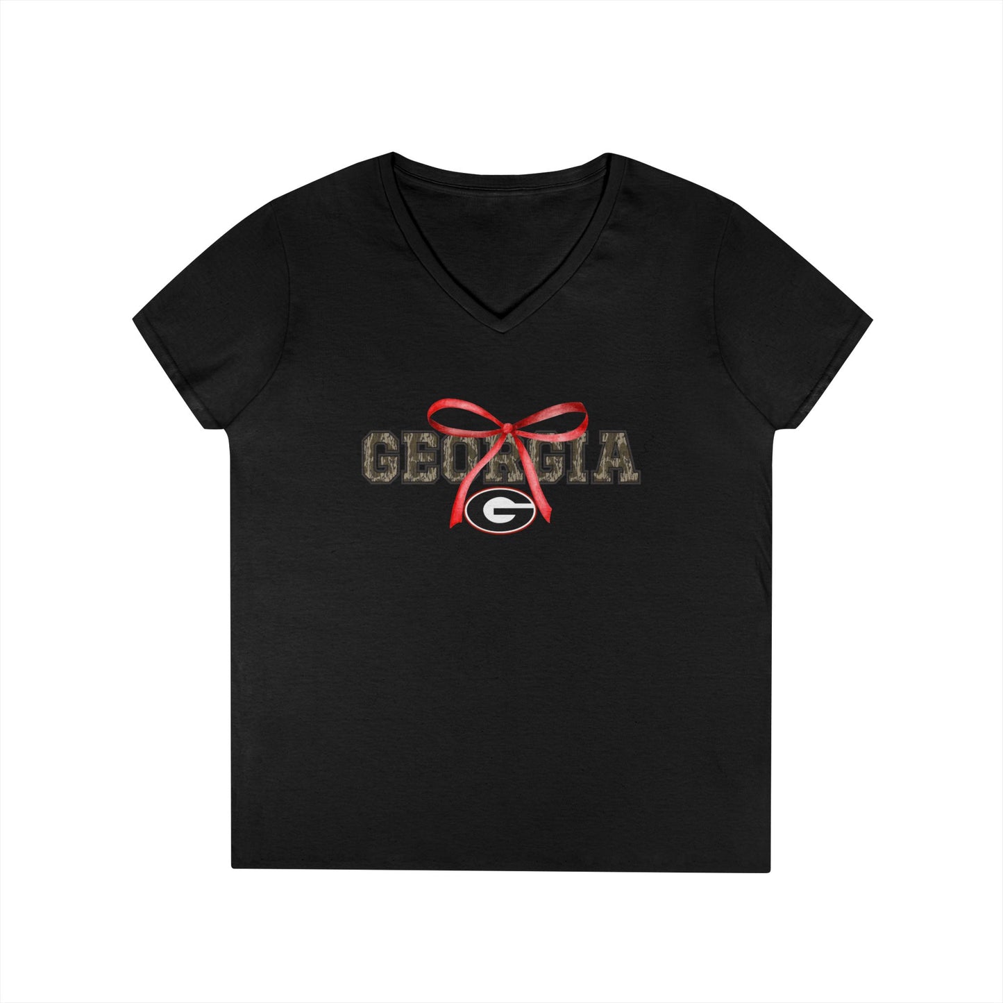 Camo Georgia Bow V-Neck T-Shirt