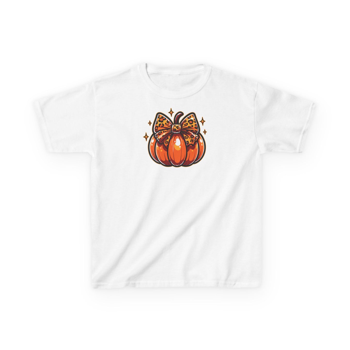 Leopard Pumpkin Bow Kids Tee