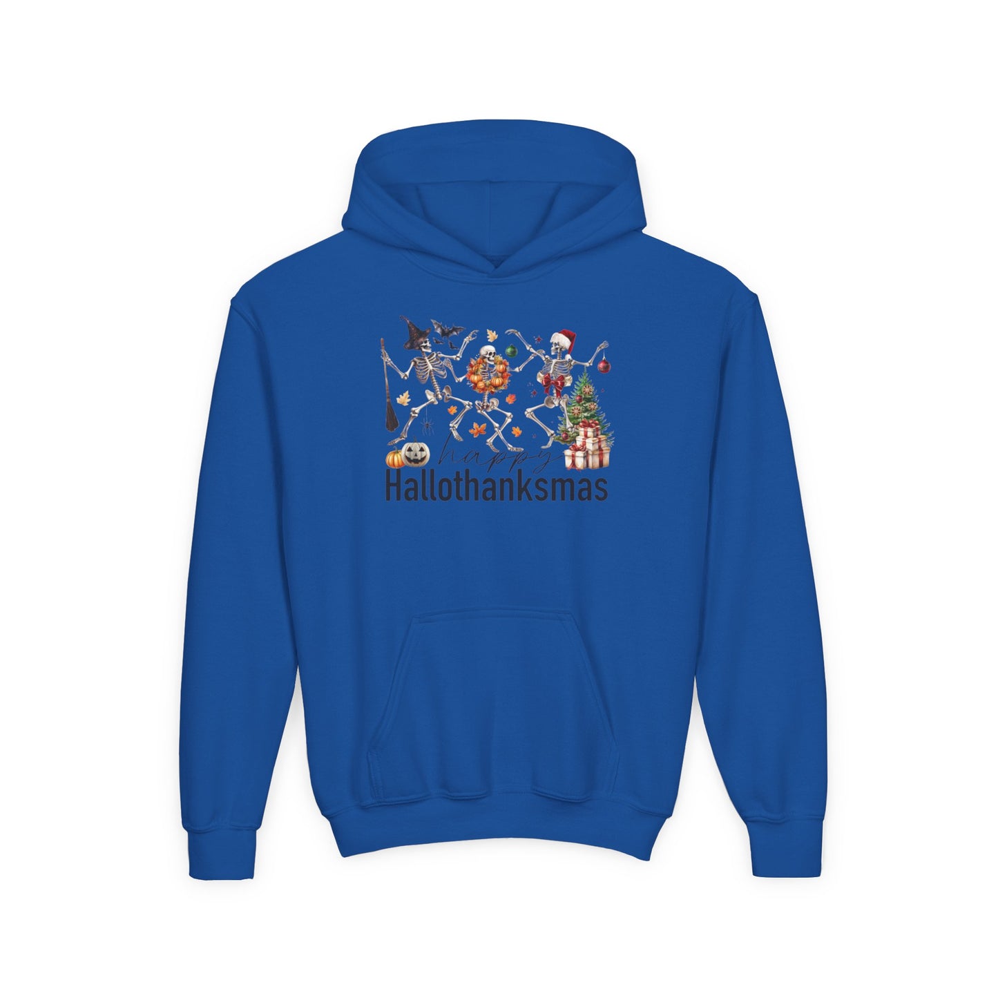 Happy Hallothanksmas Skeleton Youth Hoodie