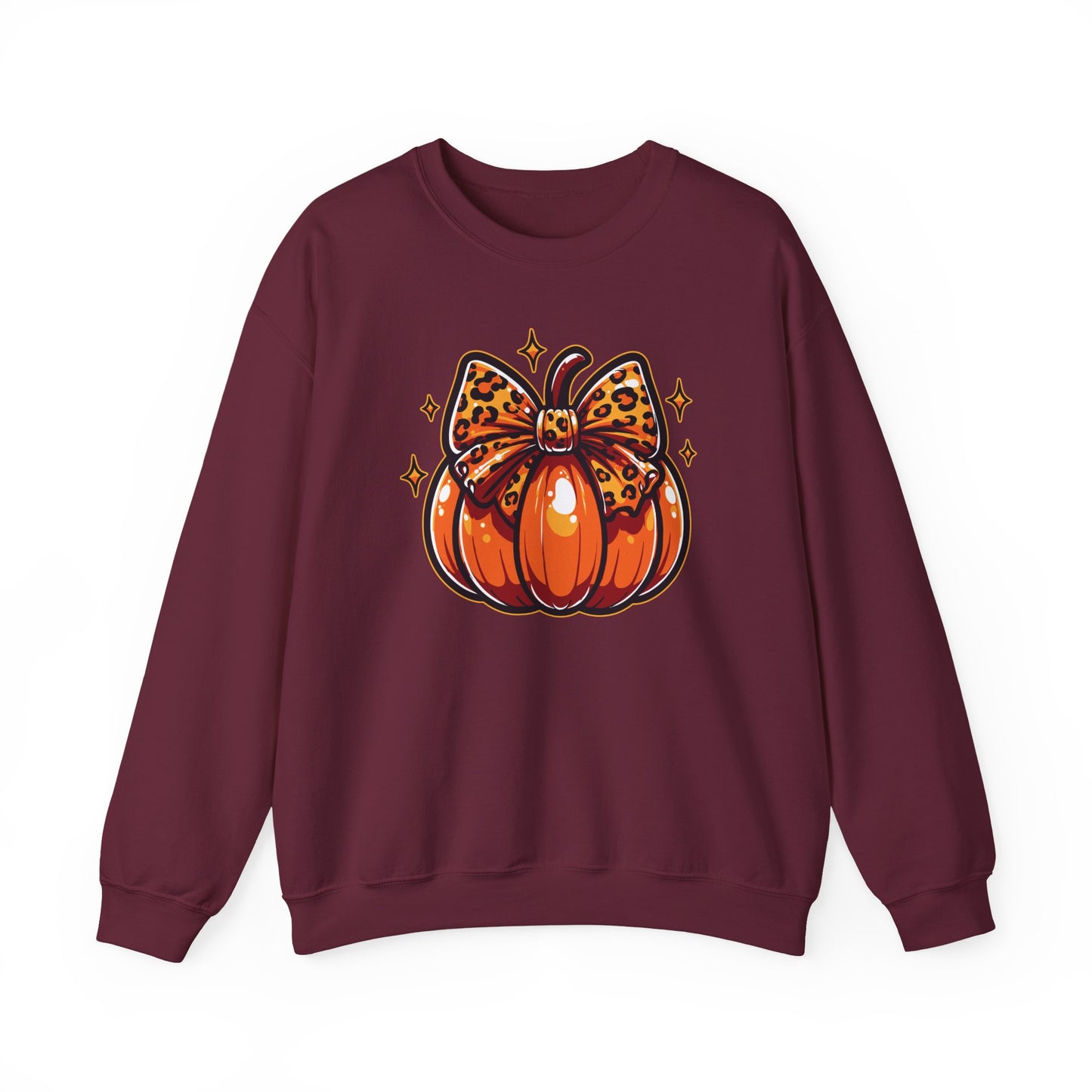 Leopard Pumpkin Bow Sweatshirt