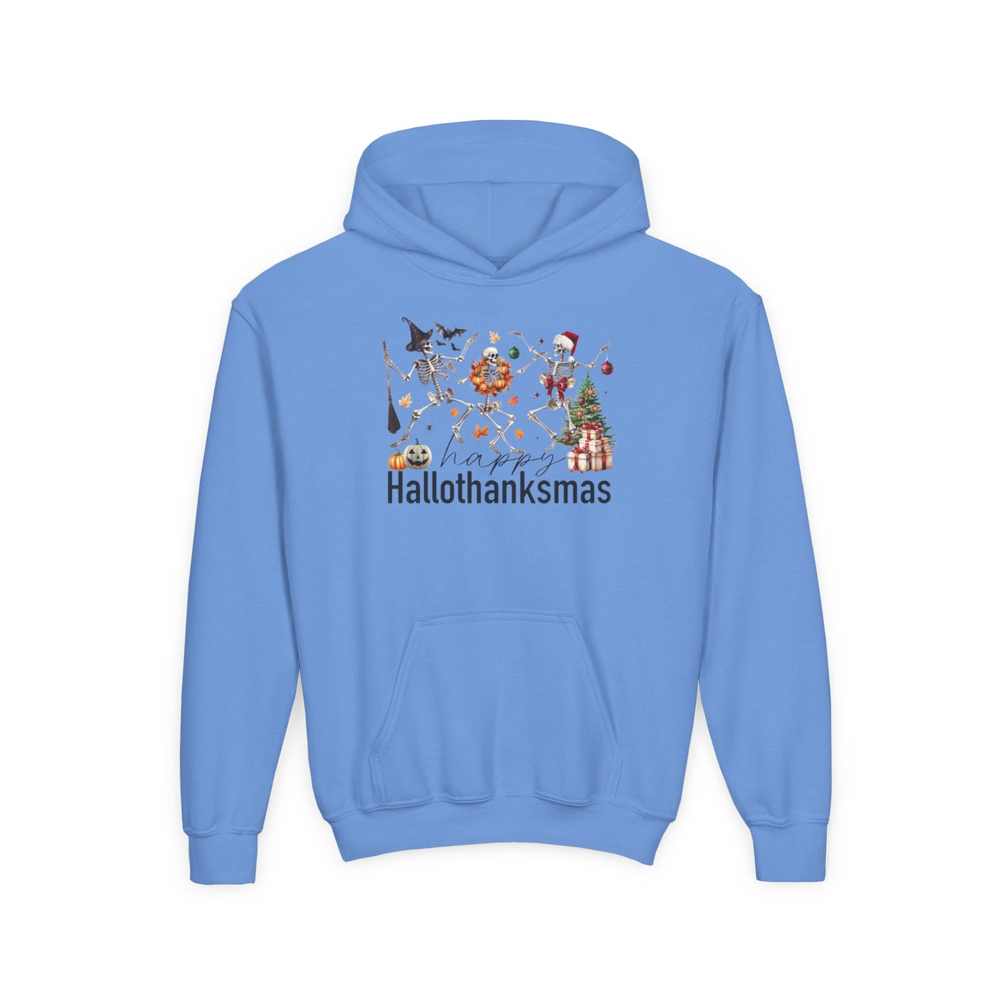 Happy Hallothanksmas Skeleton Youth Hoodie