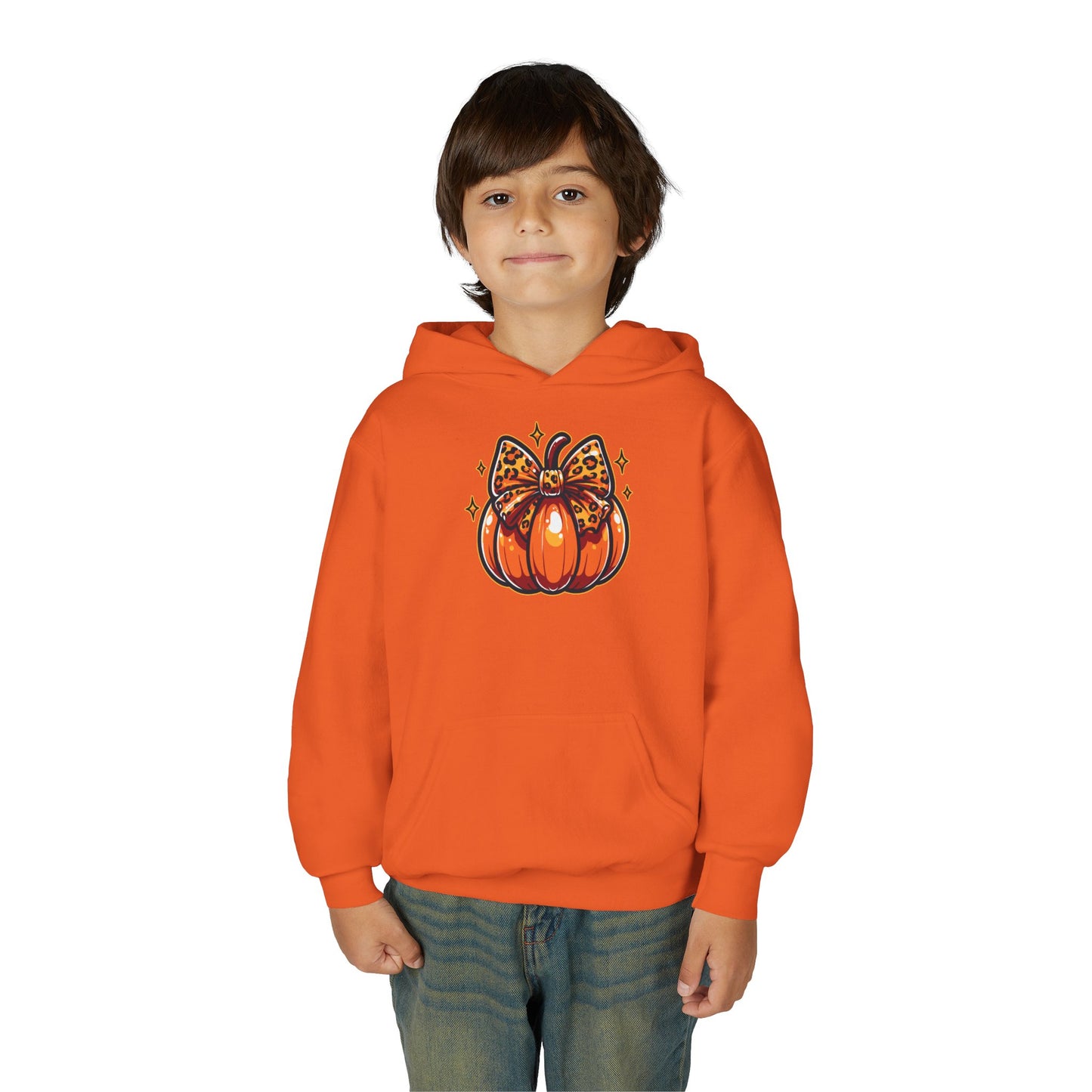 Leopard Pumpkin Bow Youth Hoodie