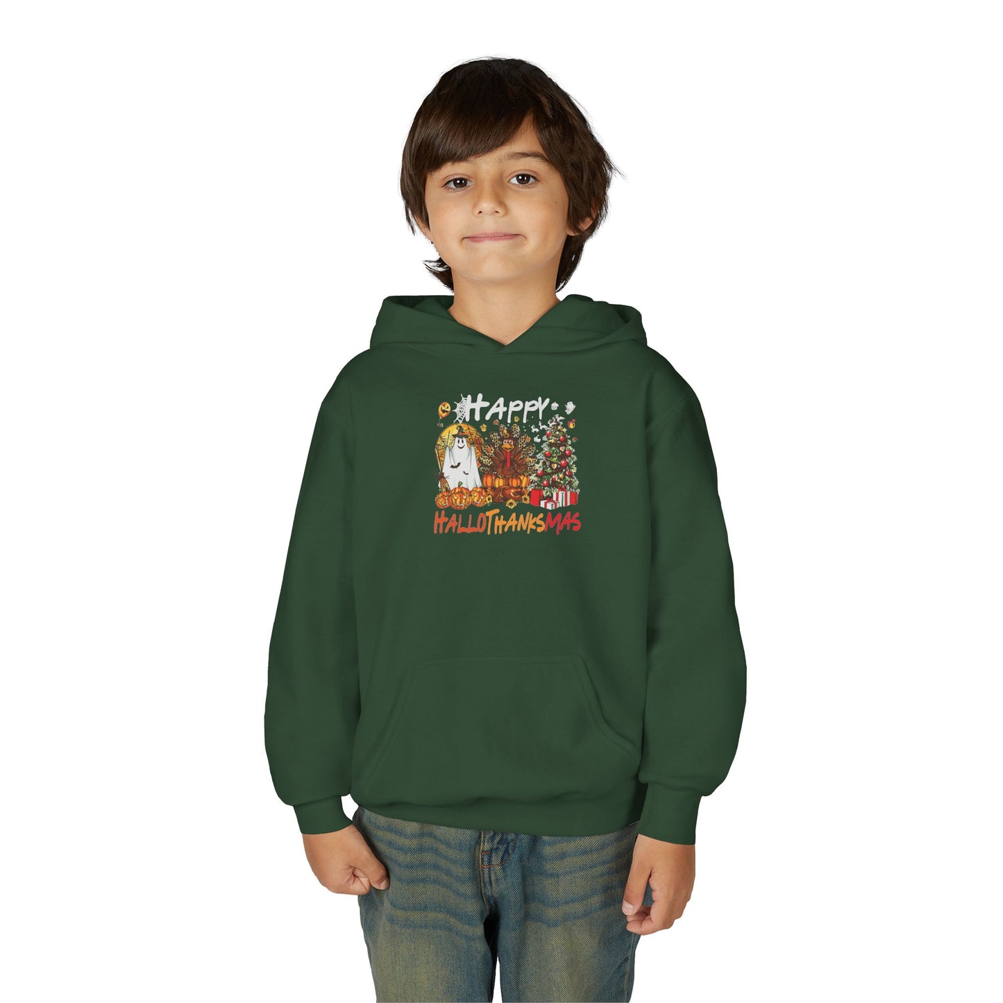 Happy Hallothanksmas Characters Youth Hoodie