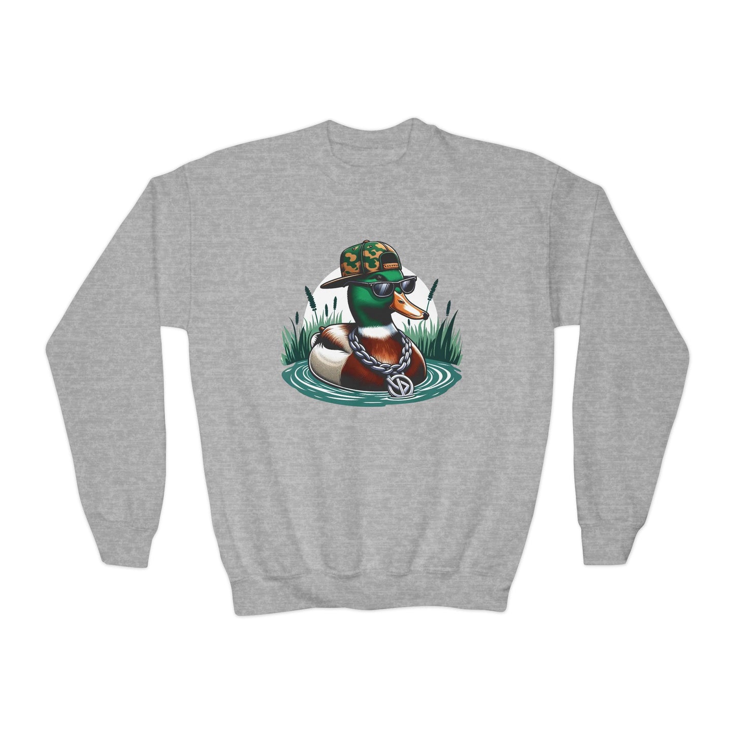 Youth Crewneck Sweatshirt with Quirky Duck Design