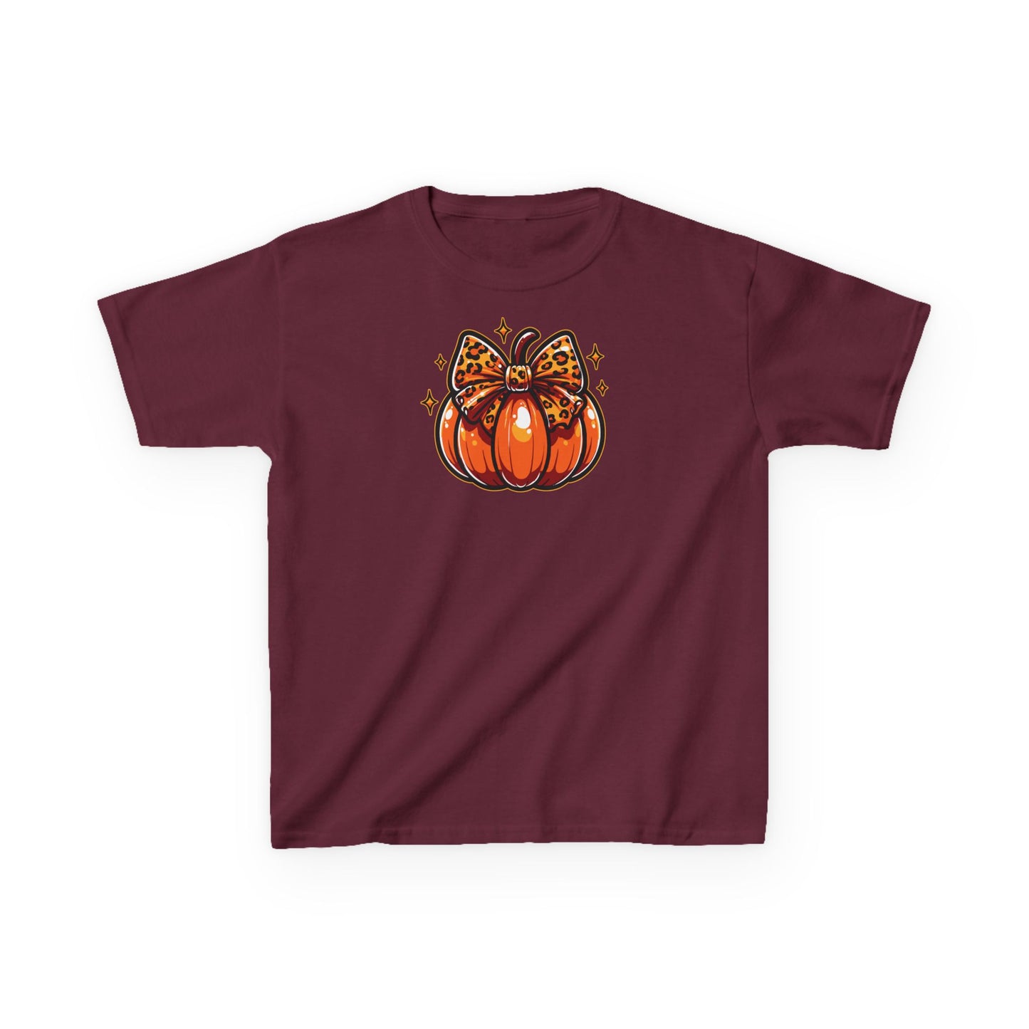 Leopard Pumpkin Bow Kids Tee