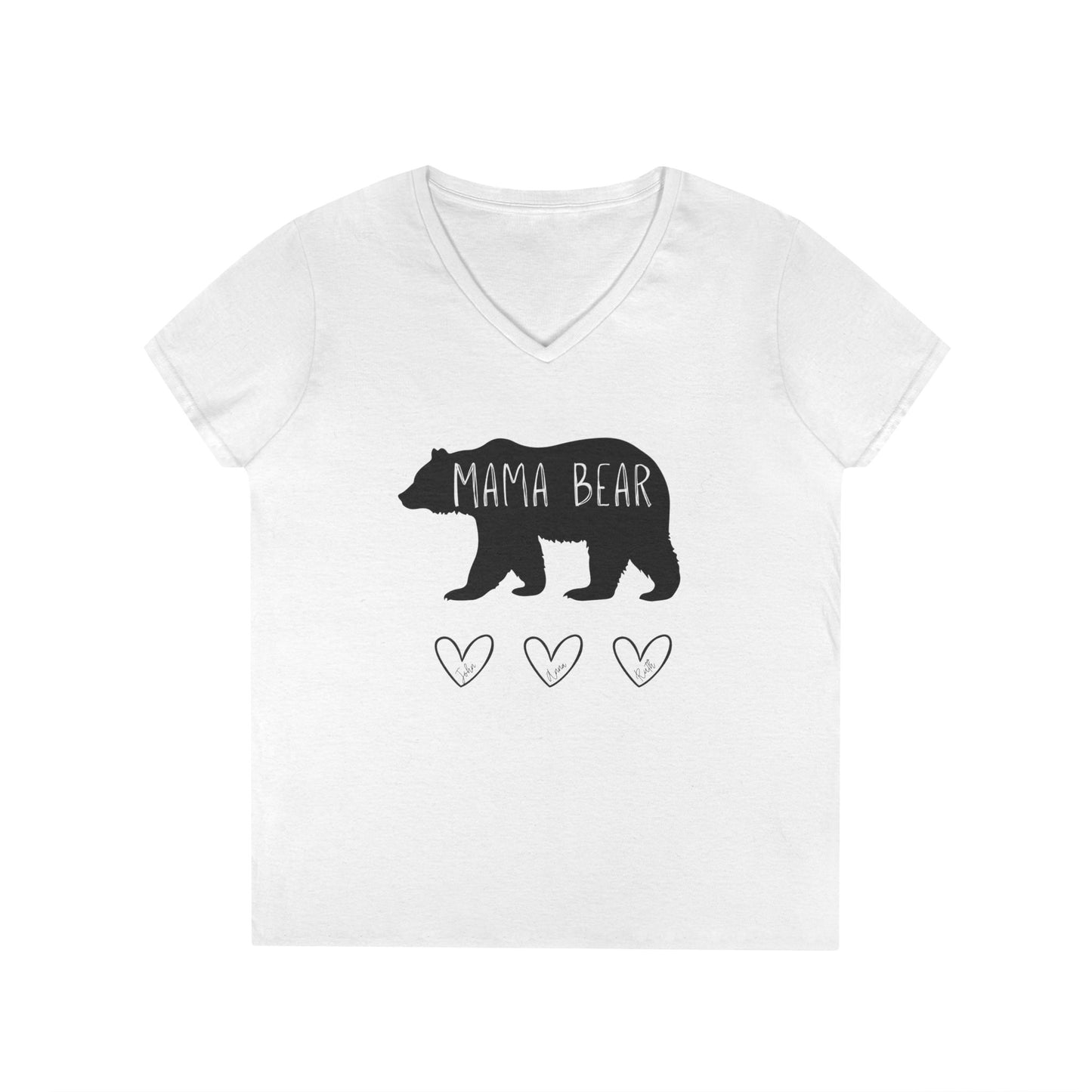 Personalized Mama Bear V-Neck T-Shirt