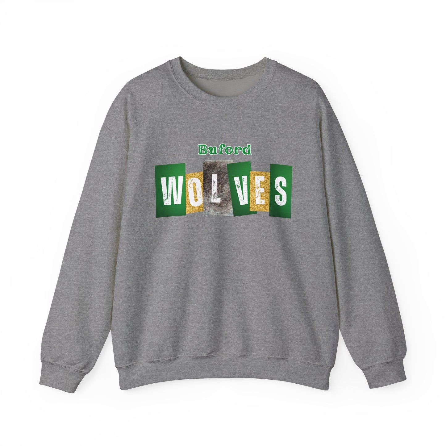 Buford Wolves Block letters Crewneck Sweatshirt