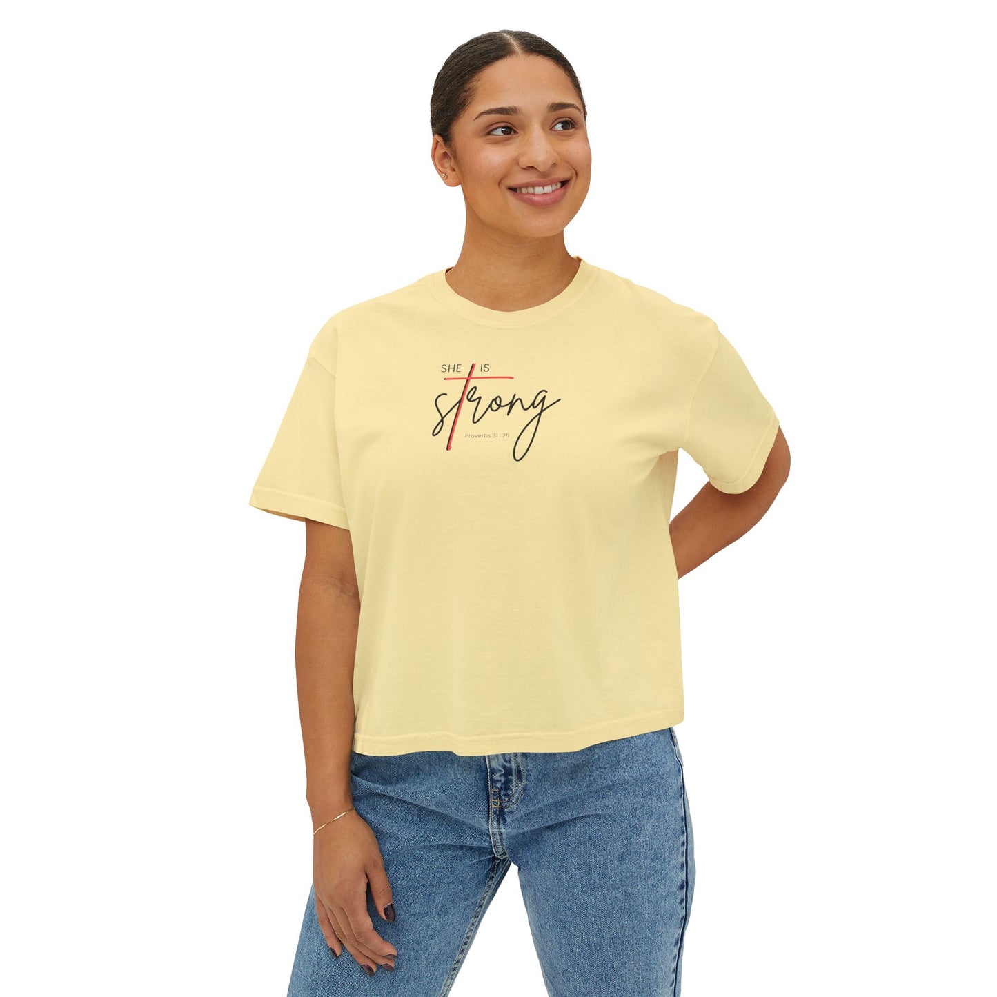 Women's Boxy Tee - She is Strong