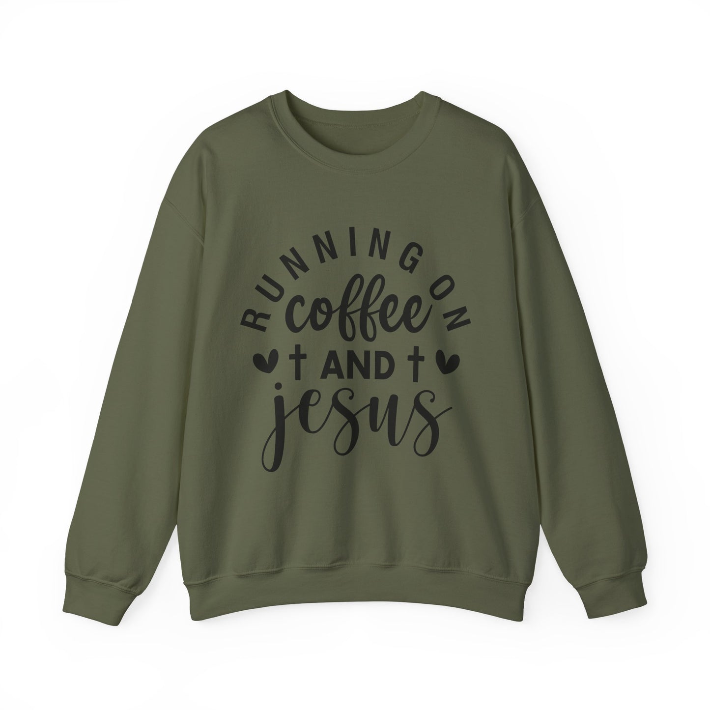 Running on Coffee and Jesus Crewneck Sweatshirt