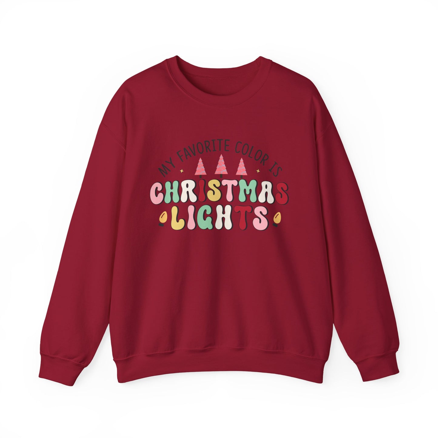“My Favorite Color Is Christmas Lights” Cozy Holiday Crewneck
