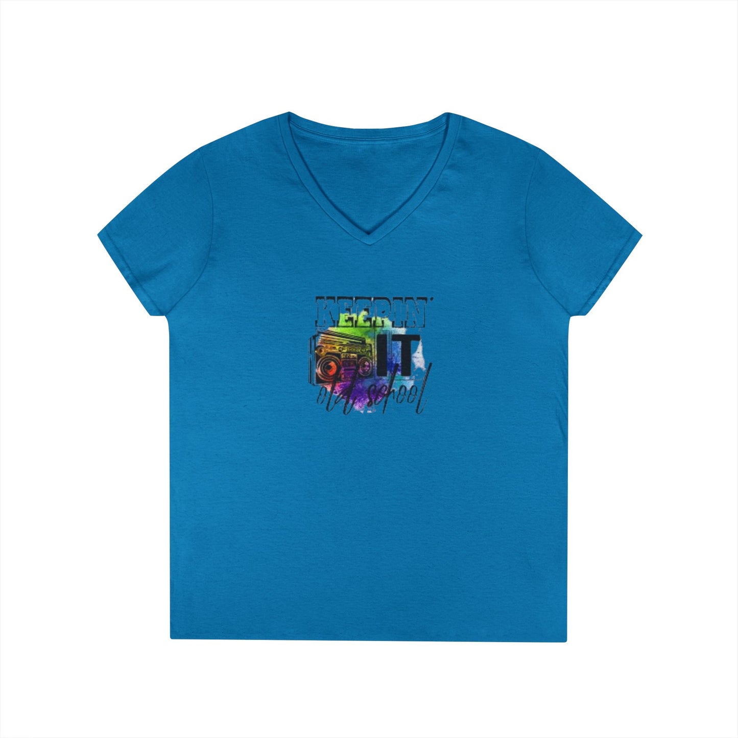 Colorful Boombox V-Neck T-Shirt