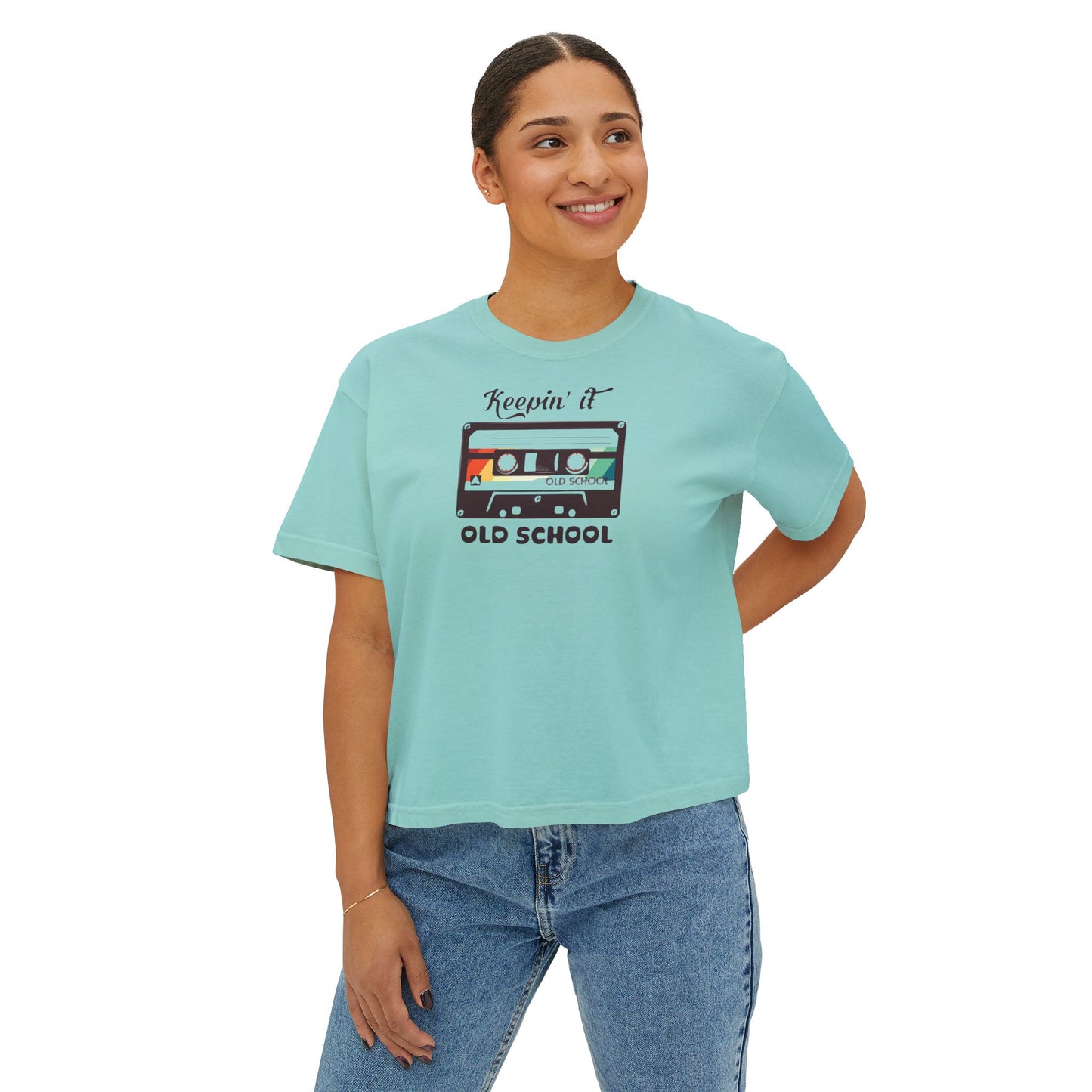 Retro 'Keepin It Old School' Women's Boxy Tee