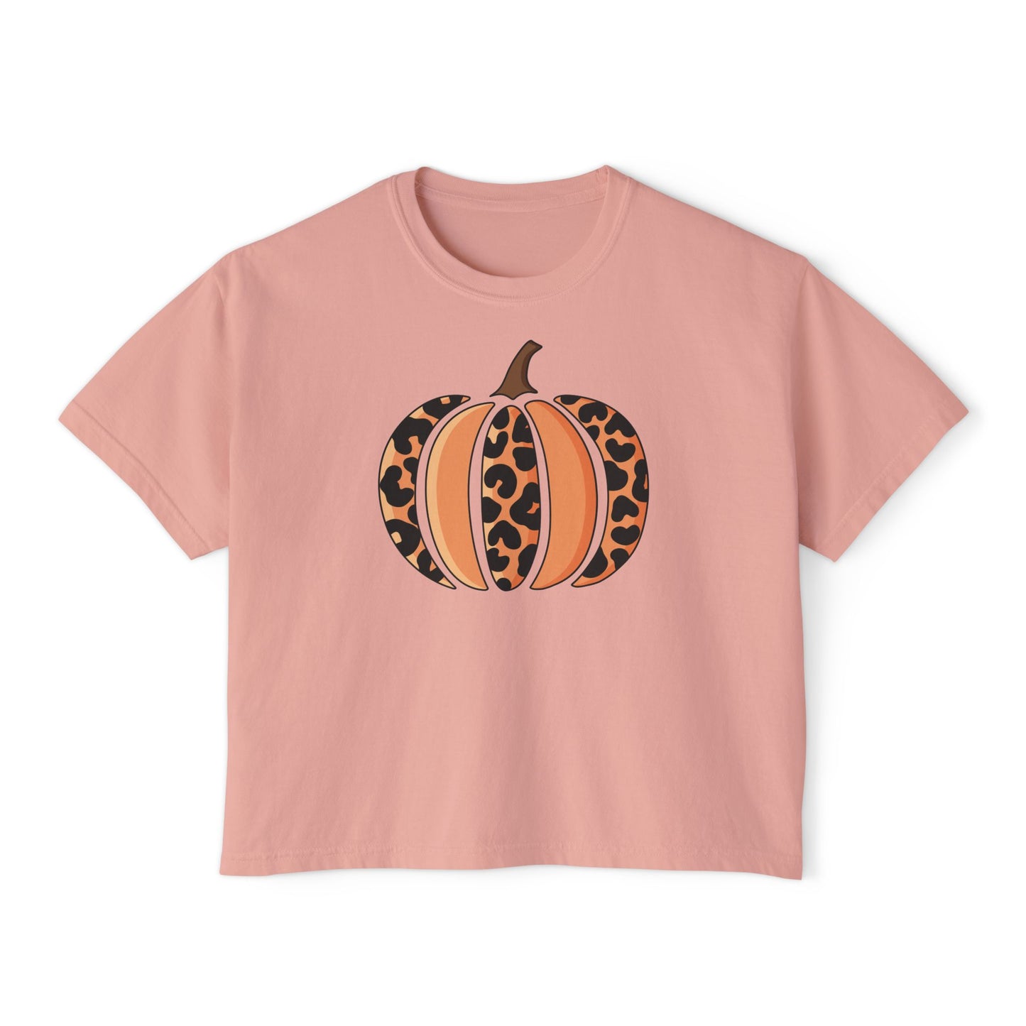 Leopard Print Pumpkin Women's Boxy Tee