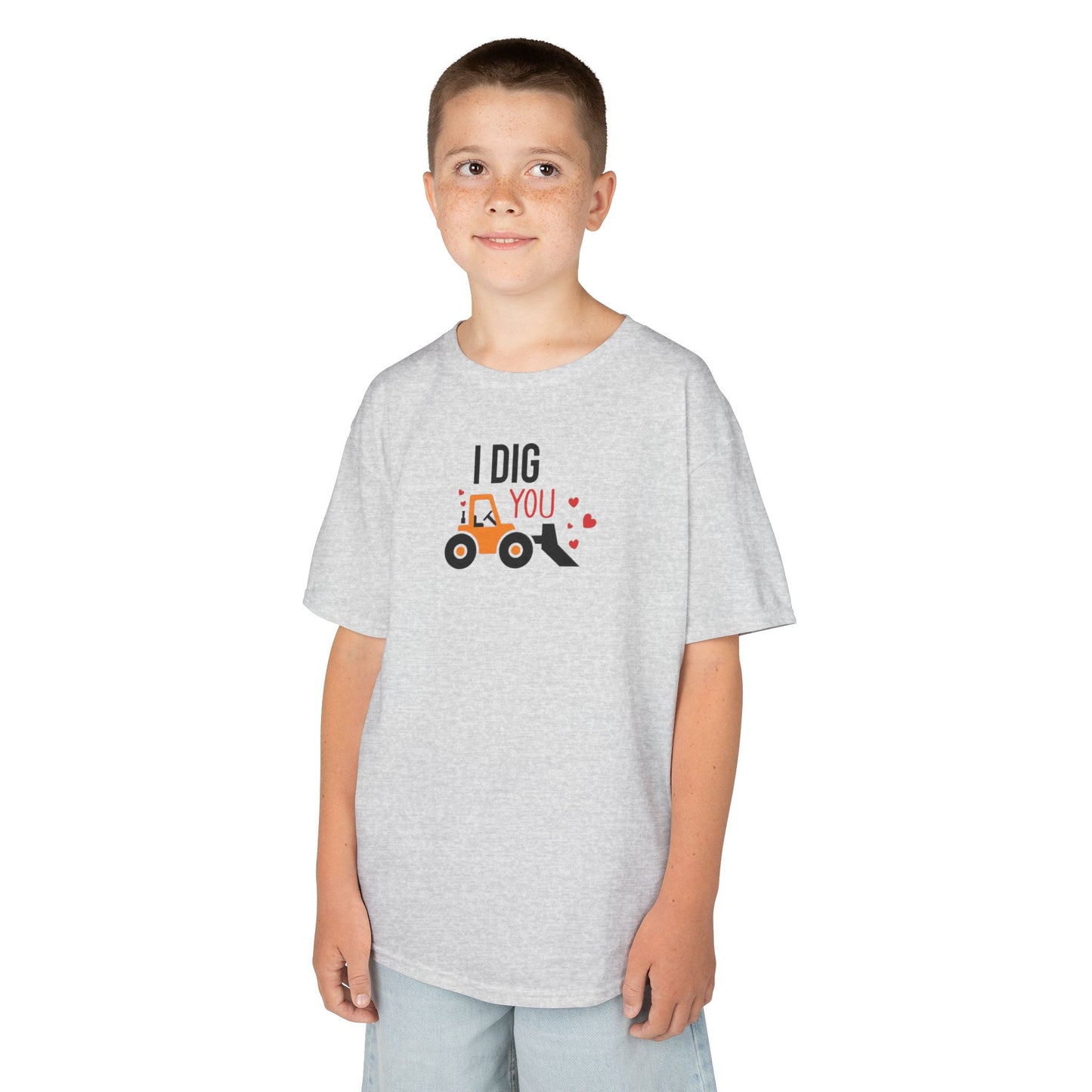 Kids T‑Shirt – "I Dig You" Construction Truck Valentine Tee
