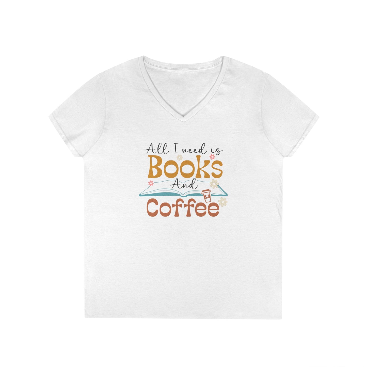Books and Coffee V-Neck T-Shirt
