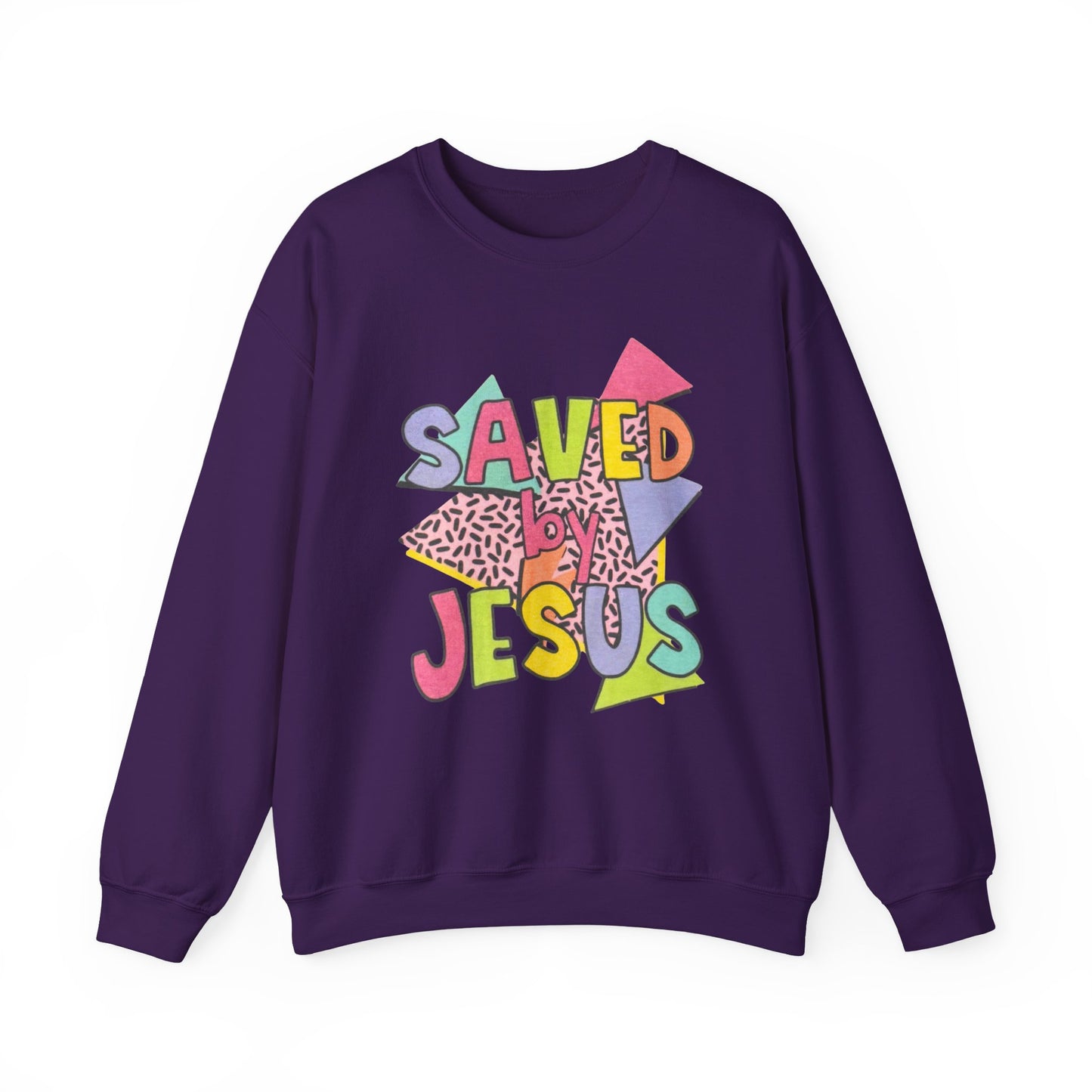 Retro Saved by Jesus Crewneck Sweatshirt