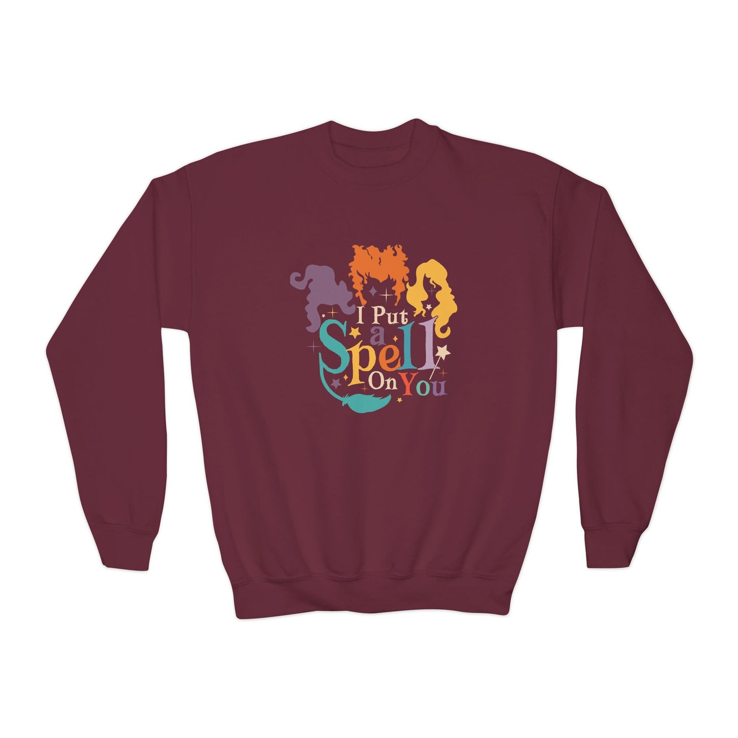 Youth Crewneck Sweatshirt – Magical Spell Design for Kids, Perfect for Halloween, Gifts, or Everyday Wear, Cozy and Stylish