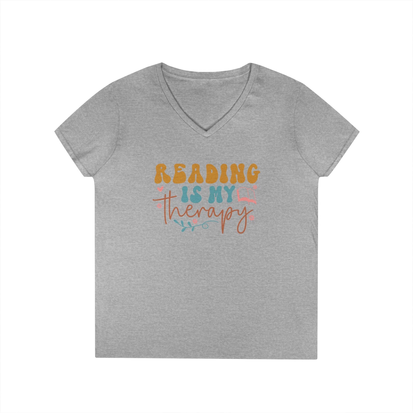 Reading Is My Therapy V-Neck T-Shirt