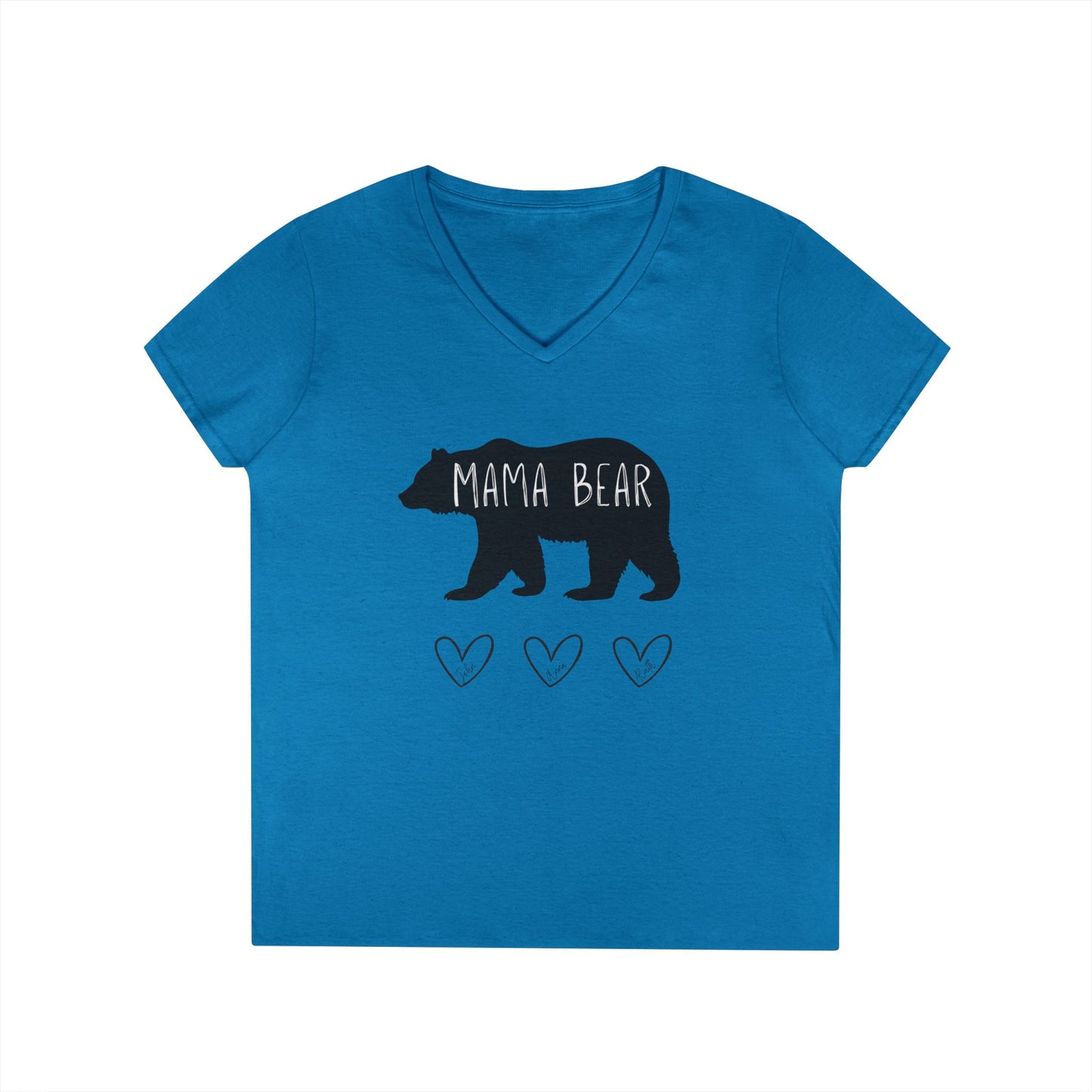 Personalized Mama Bear V-Neck T-Shirt