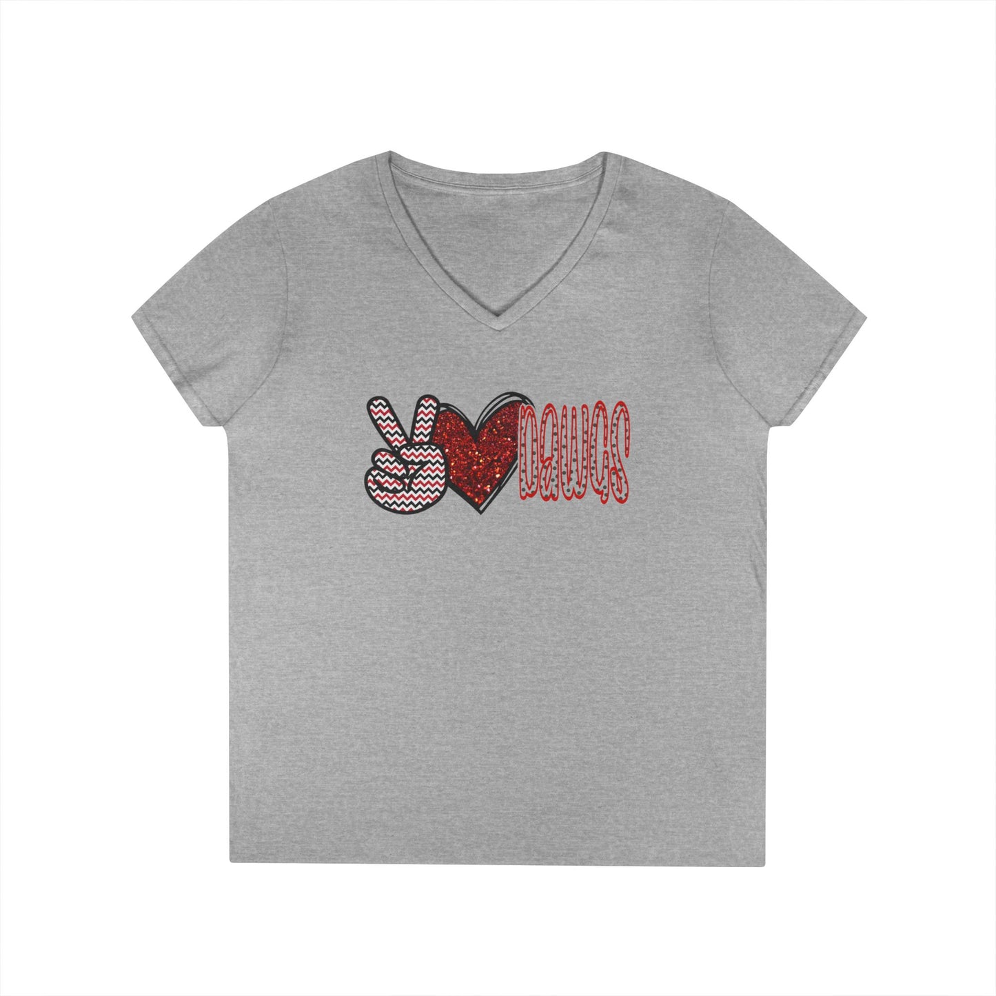 Peace, Love, Dawgs V-Neck T-Shirt