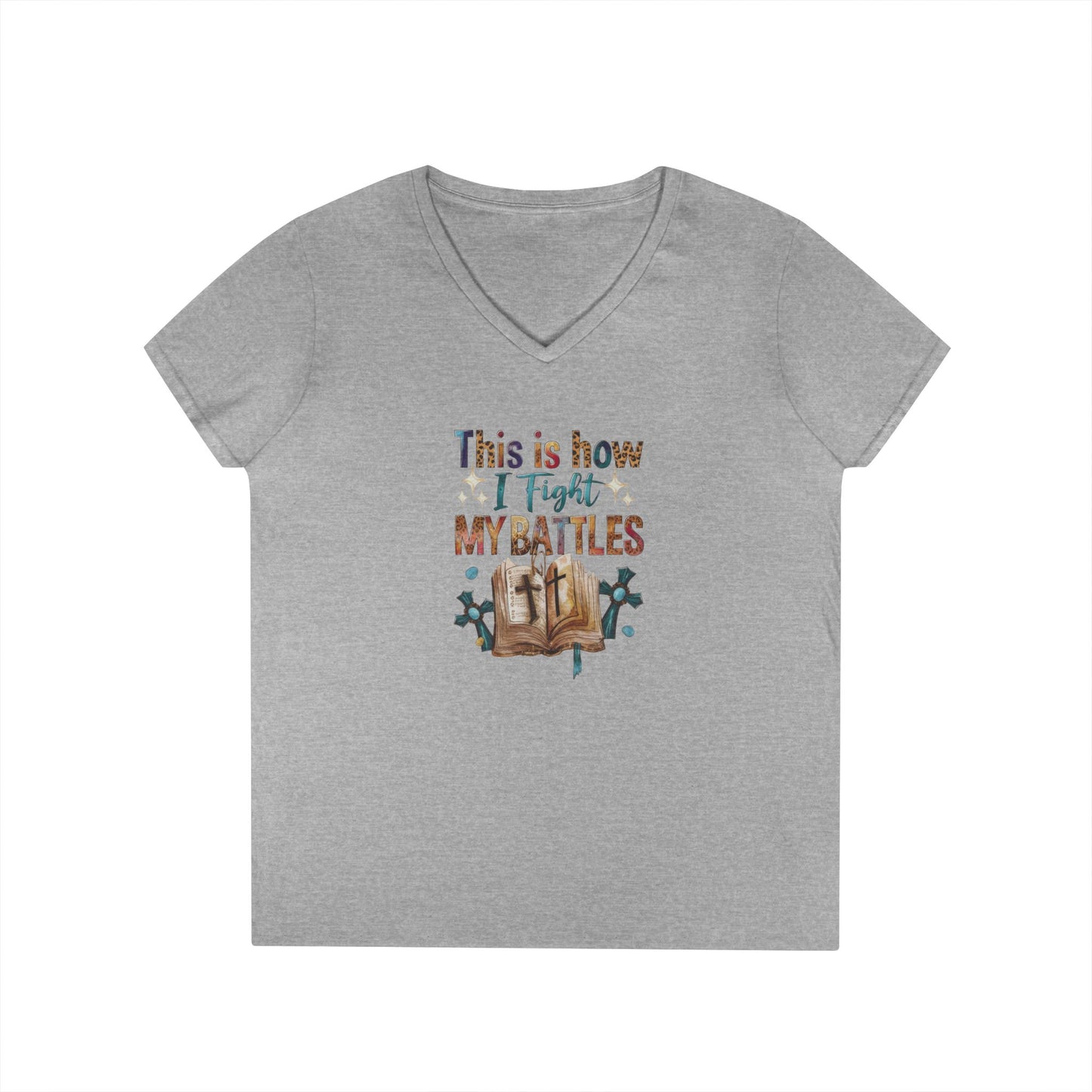 How I Fight My Battles V-Neck T-Shirt