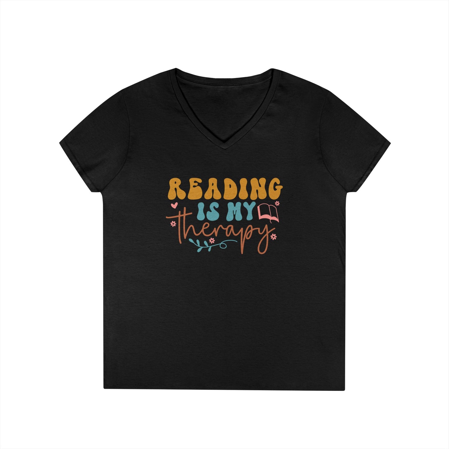 Reading Is My Therapy V-Neck T-Shirt
