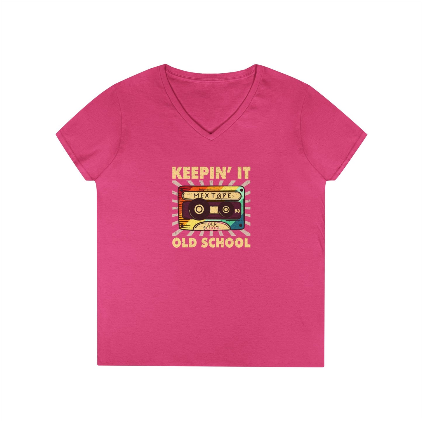 Retro Cassette Tape Ladies' V-Neck T-Shirt